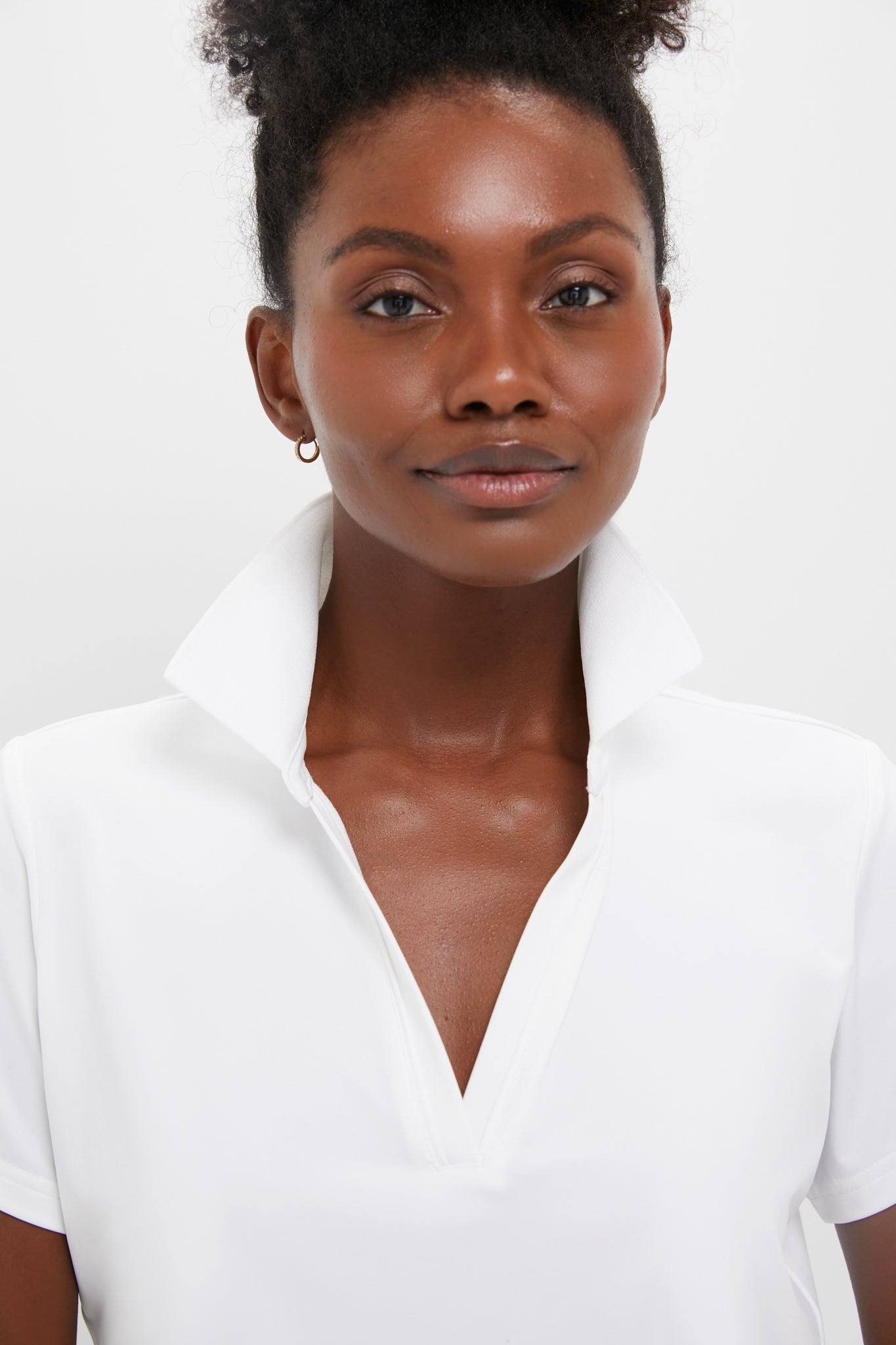 White Short Sleeve Performance Jersey Caroline Polo-Get Girly