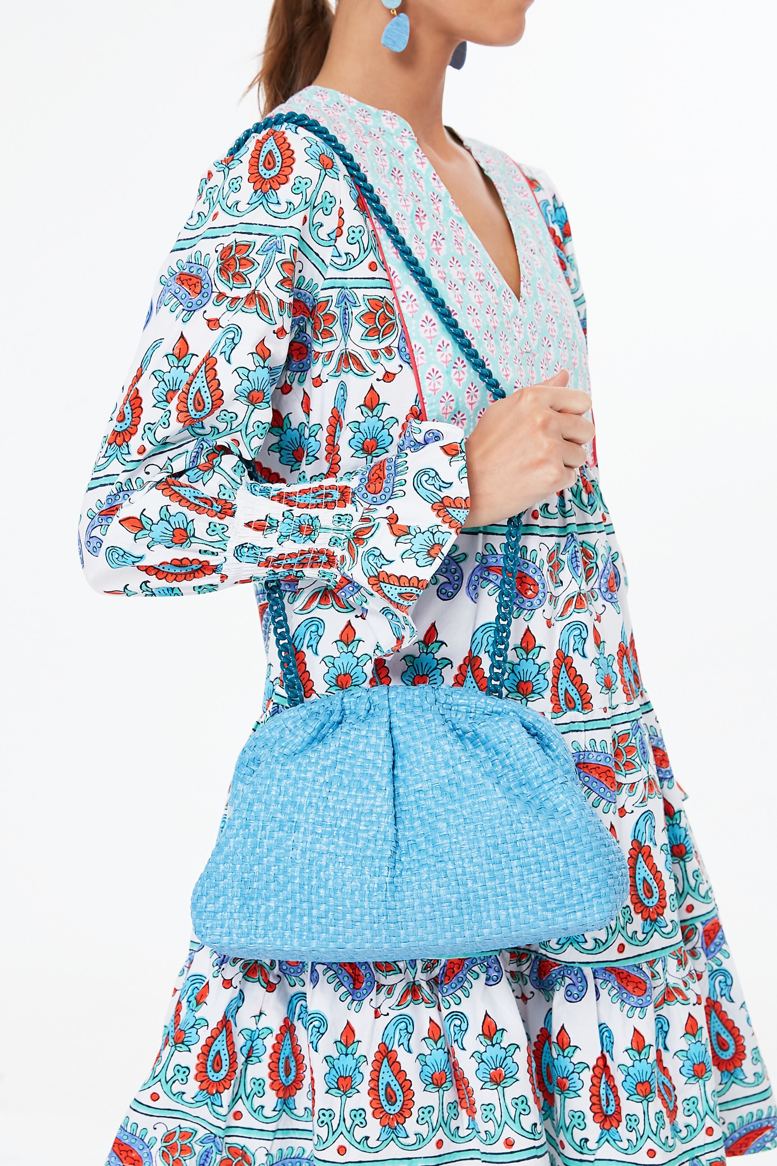 Azzurro Straw Game Clutch-Get Girly