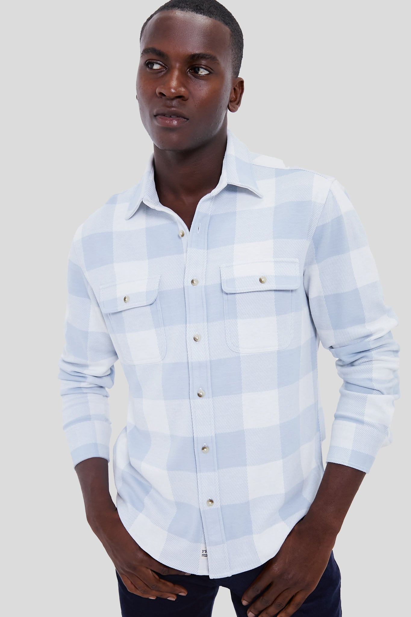 Light Blue Plaid Dunewood Stretch Flannel-Get Girly