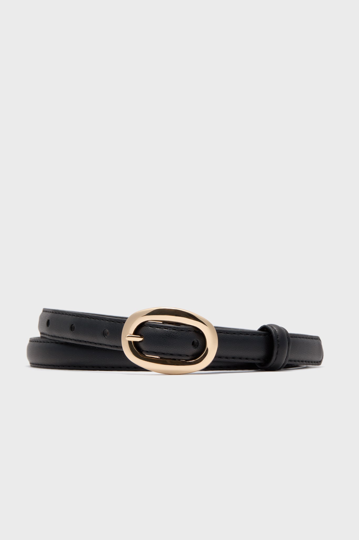 Black Oval Buckle Skinny Belt-Get Girly