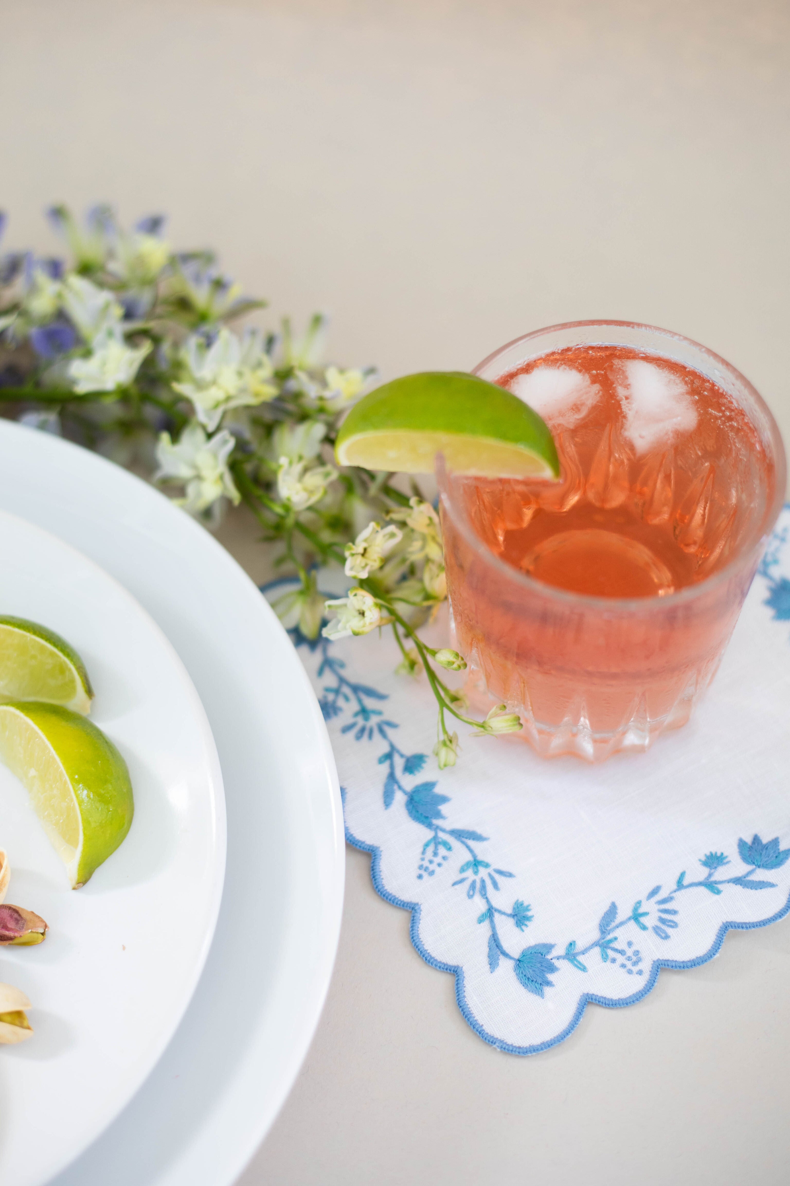 Blue and White Floral Cocktail Napkins Set of 4-Get Girly