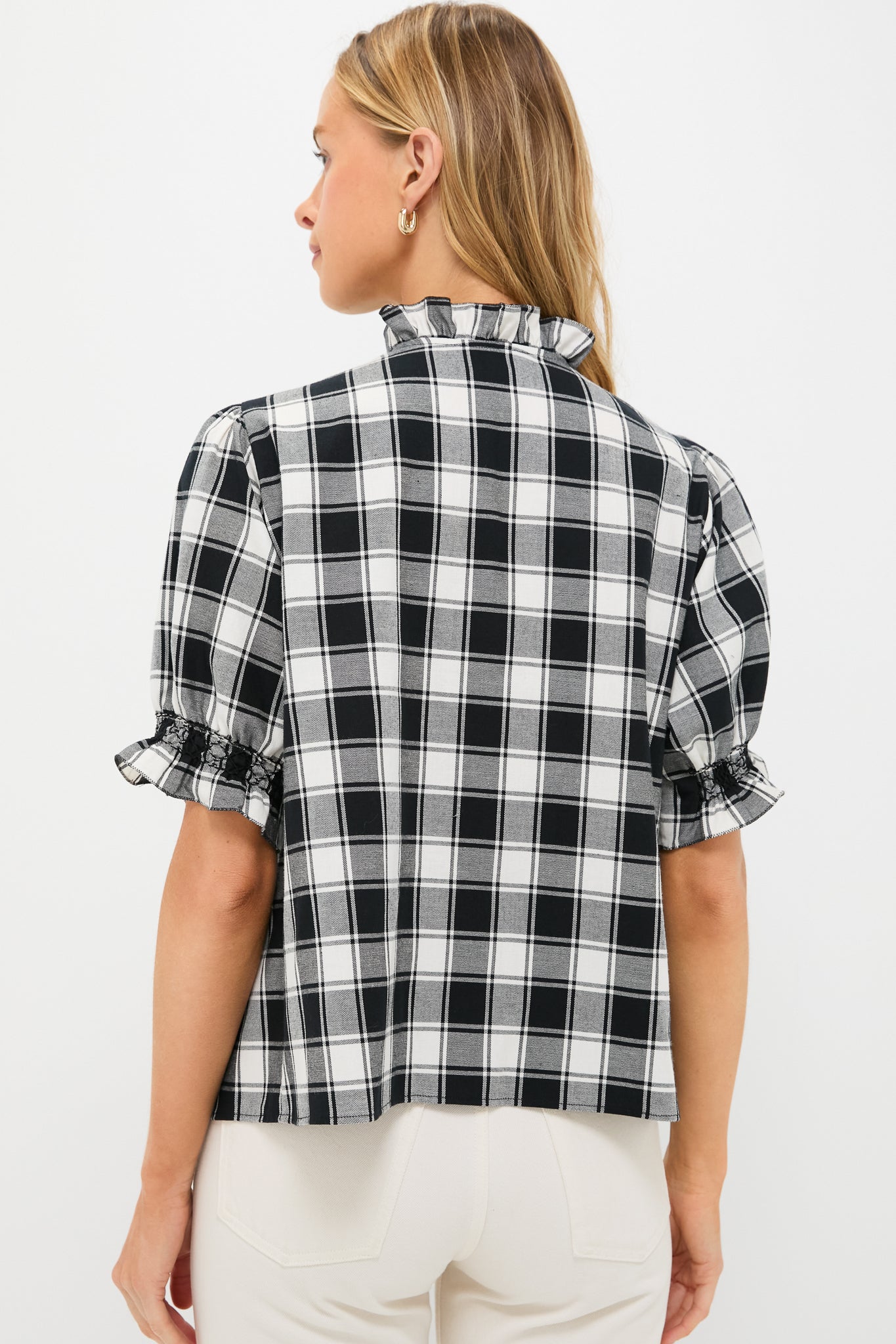Black and White Arena Flannel Milvia Blouse-Get Girly