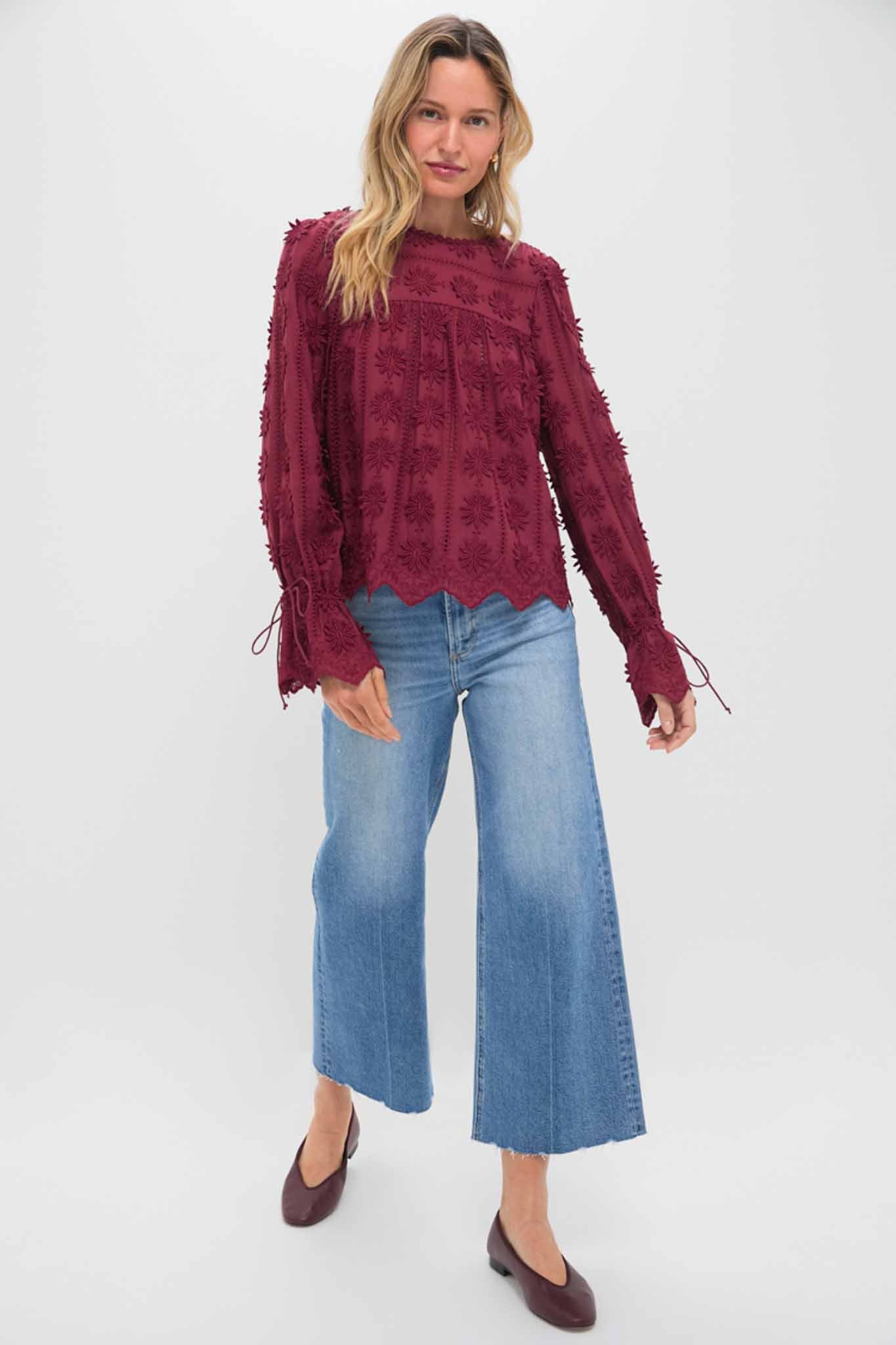 Wine Tirza Blouse-Get Girly