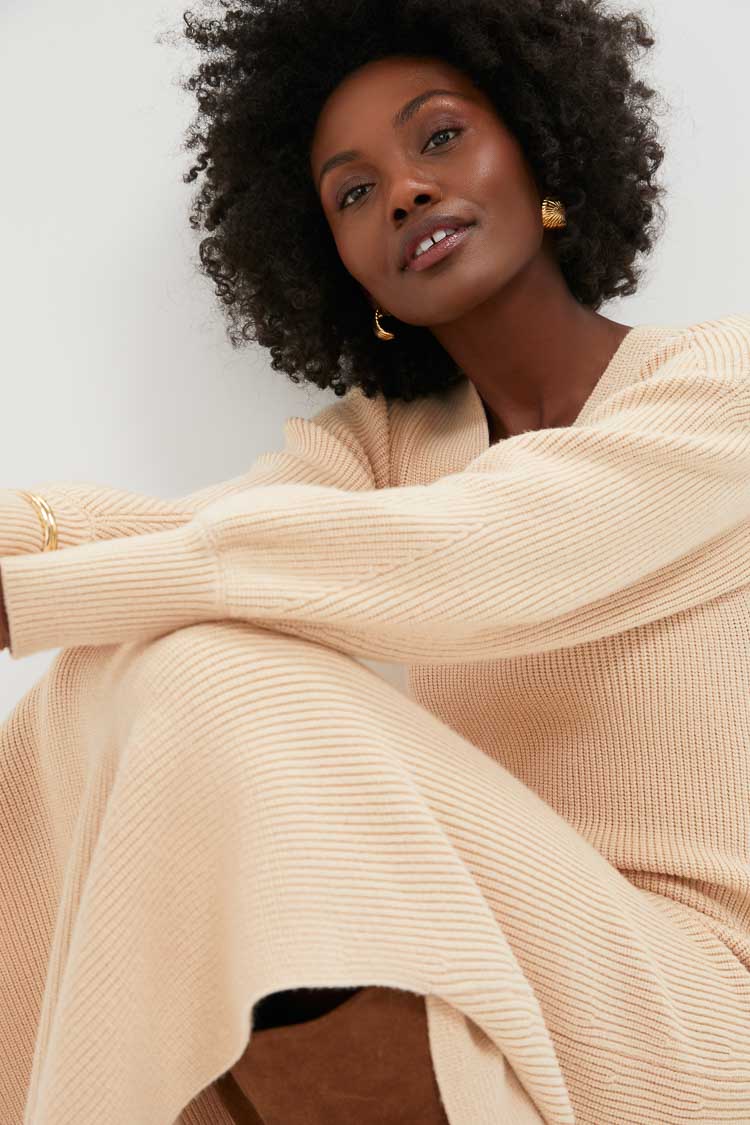 Almond Knit Anya Midi Dress-Get Girly