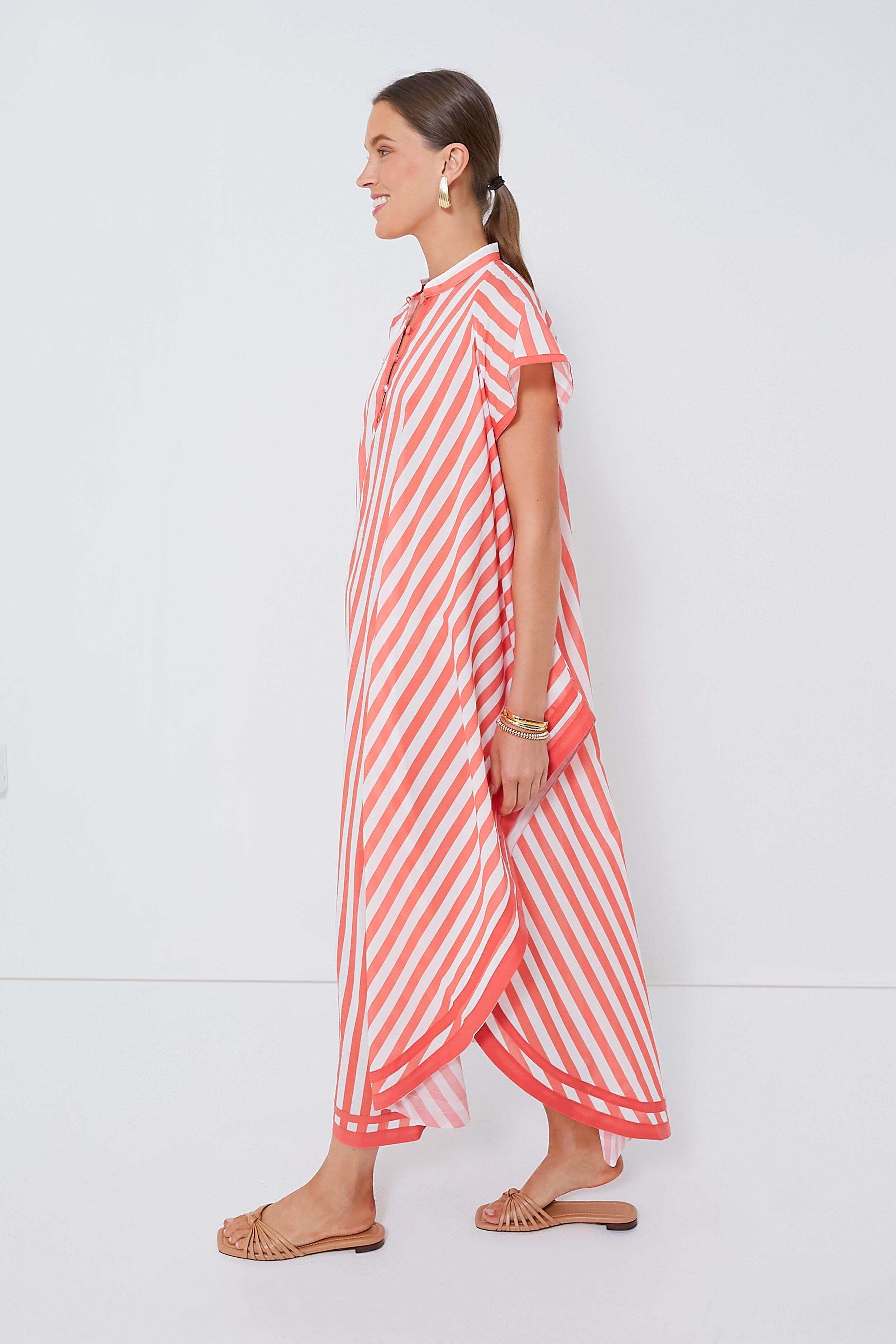 Coral Stripes Anouk Dress-Get Girly