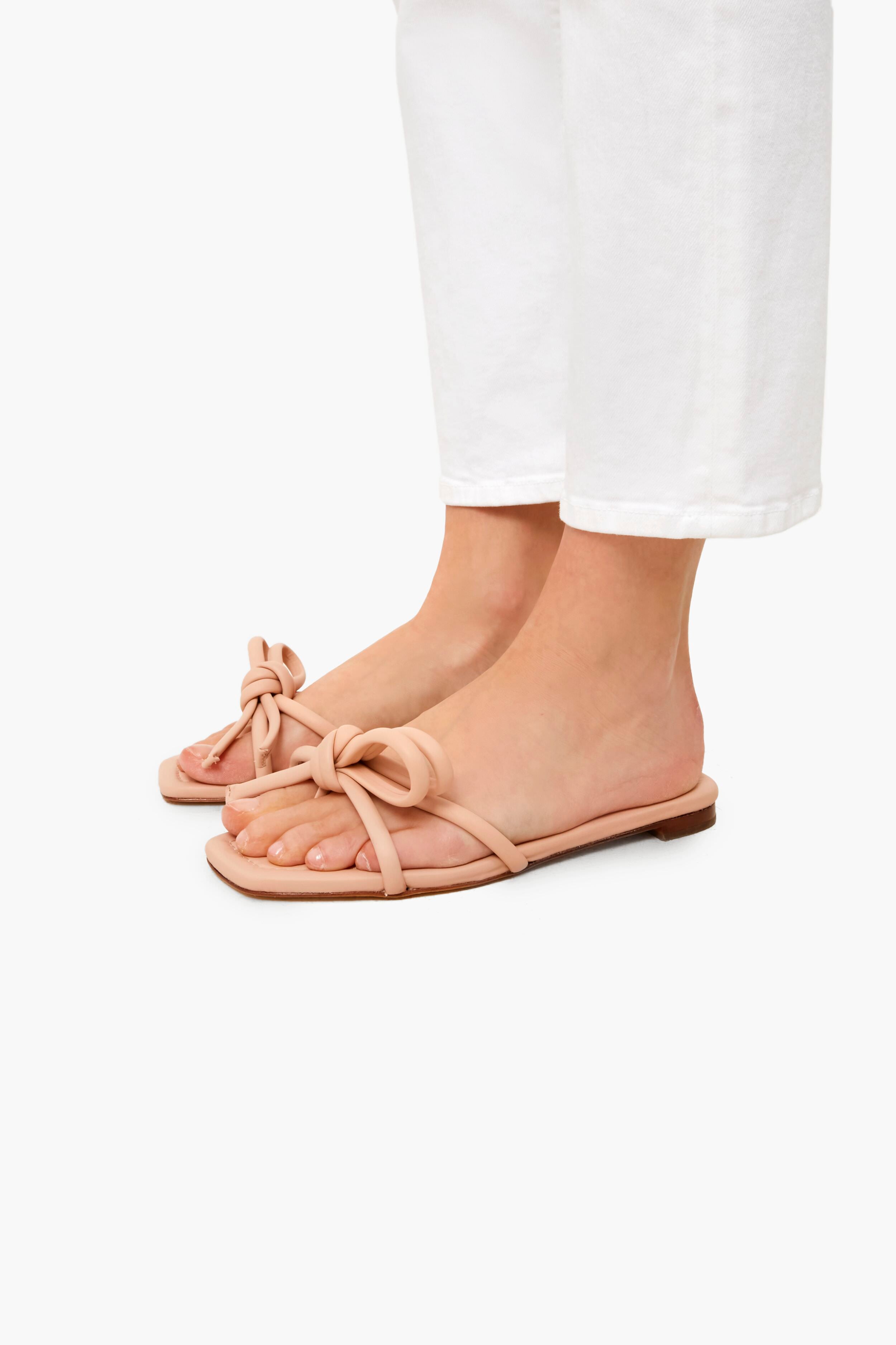 Ballet Hadley Leather Bow Flat Sandals-Get Girly
