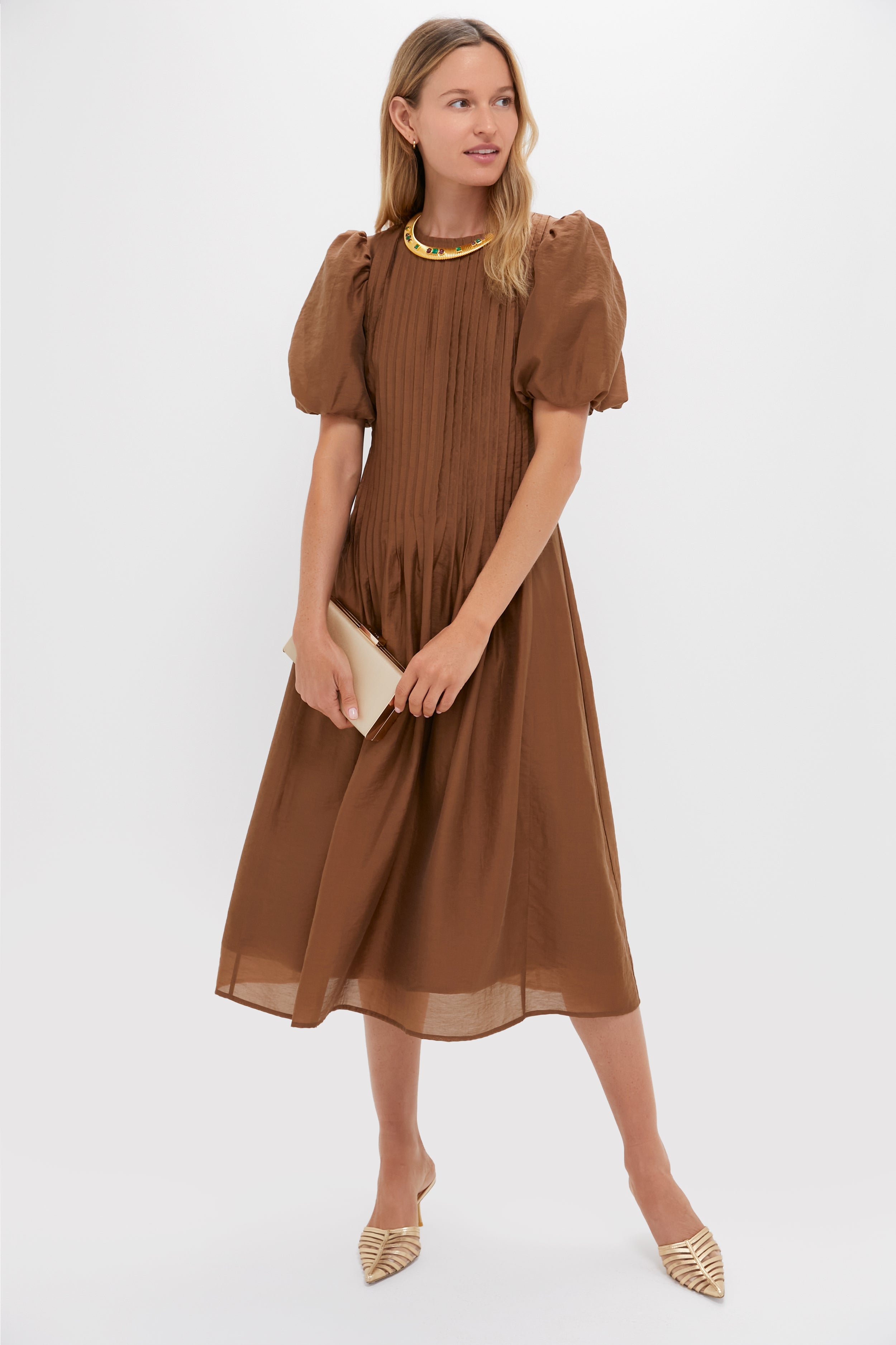 Toffee Nut Taffeta Mere Dress-Get Girly