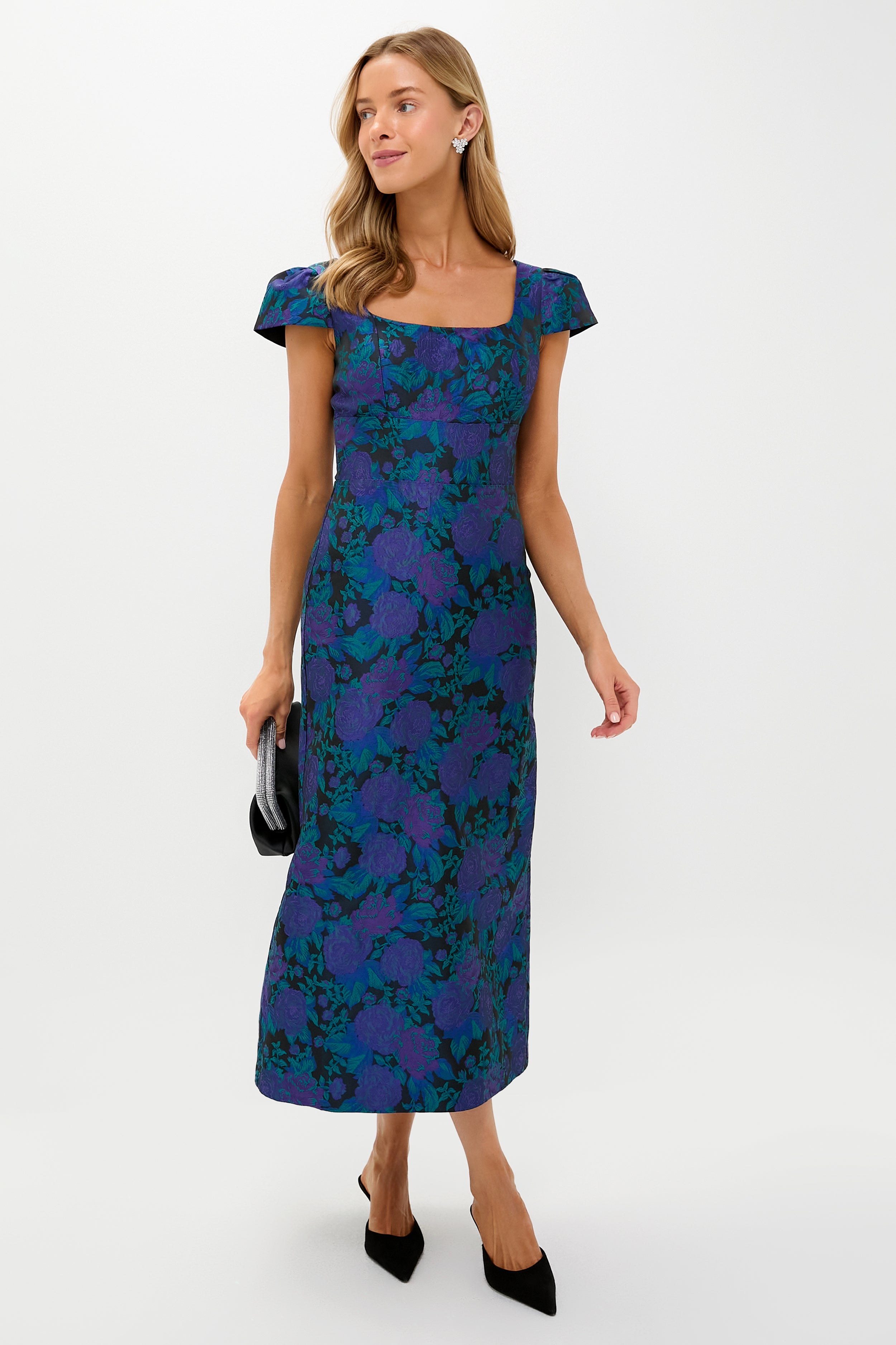 Navy & Indigo Jacquard Archibald Maxi Dress-Get Girly
