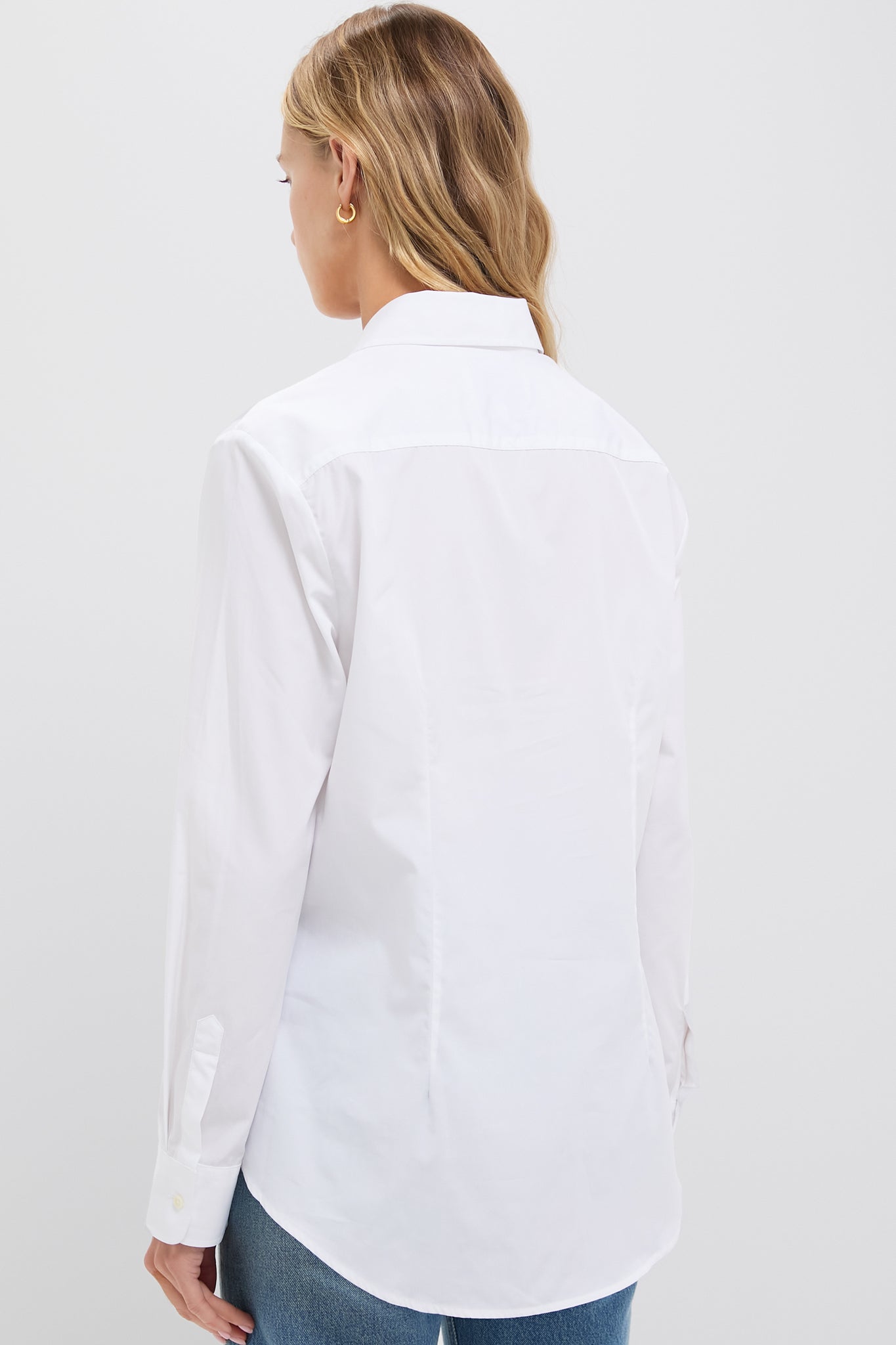 White Poplin Boyfriend Shirt-Get Girly