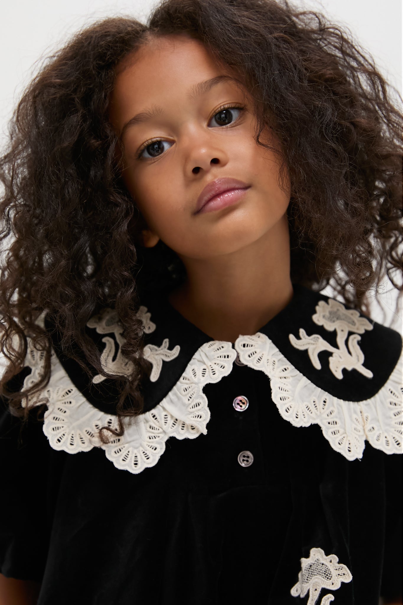 Black Mika Applique Velveteen Dress-Get Girly