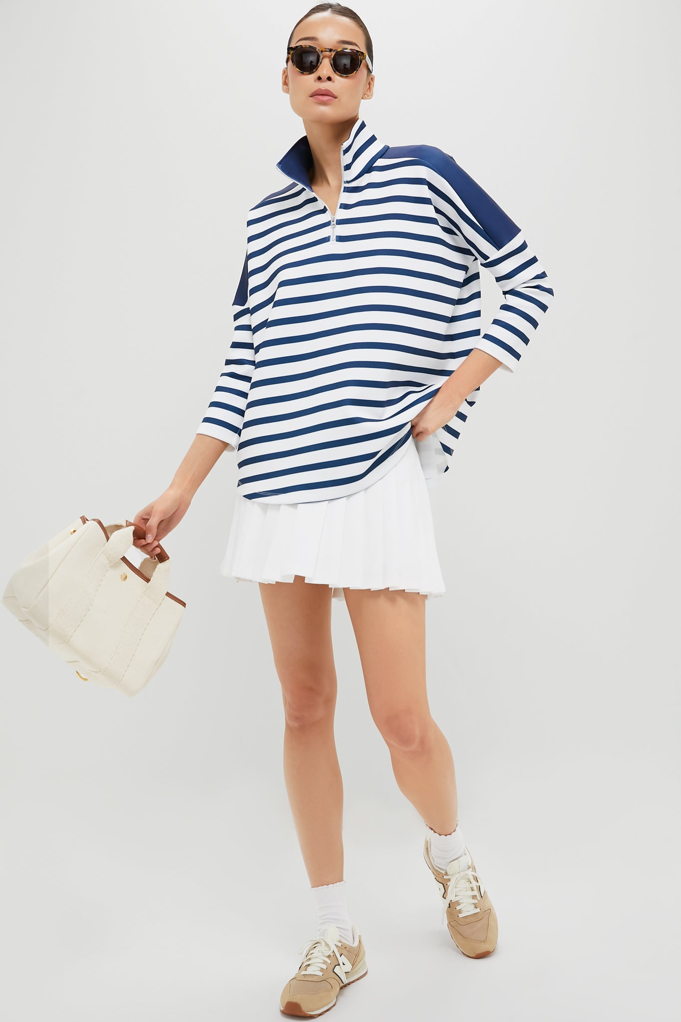 Blue and White Stripe Hudson Quarter Zip-Get Girly