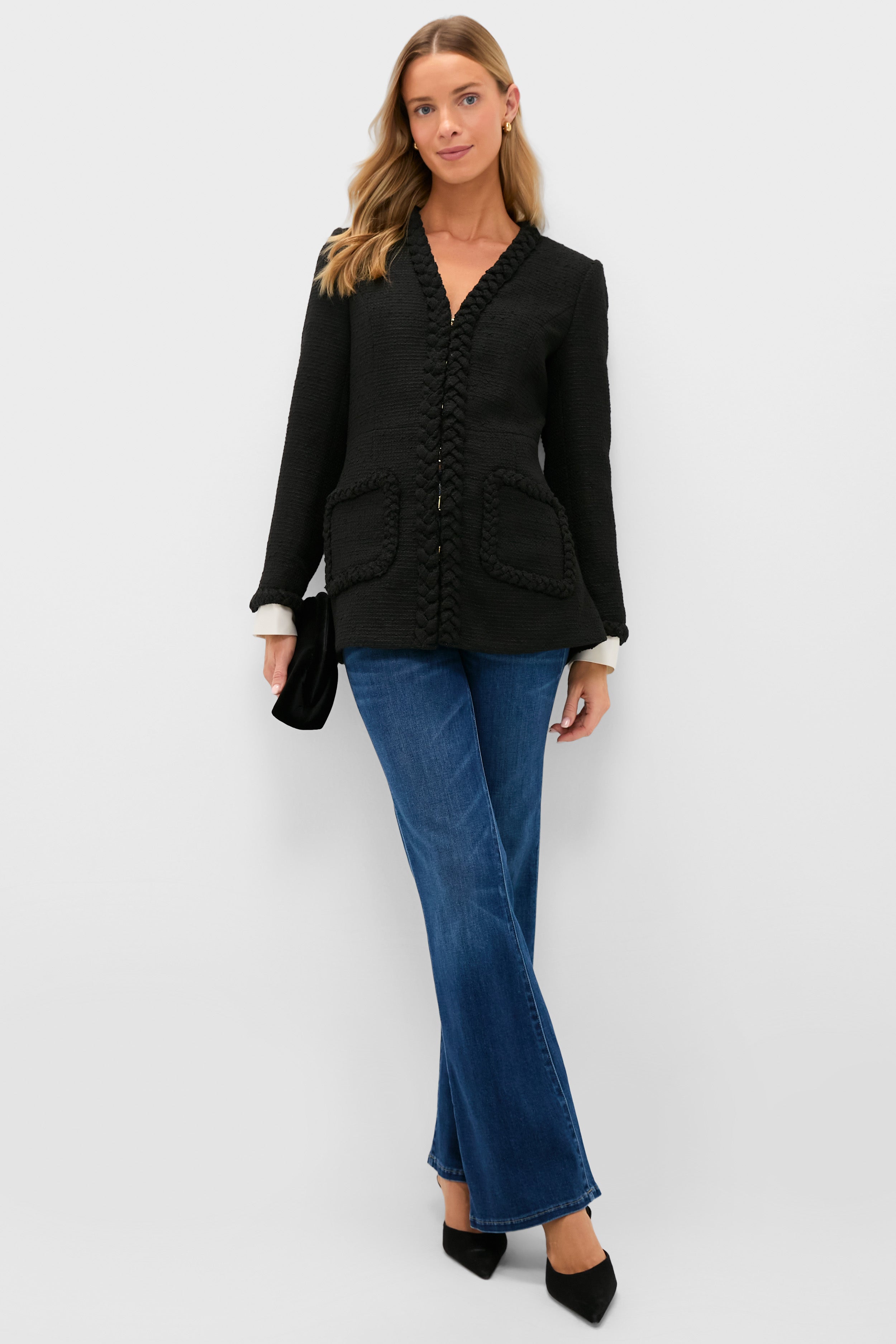 Black Braided Trim Shay Jacket-Get Girly