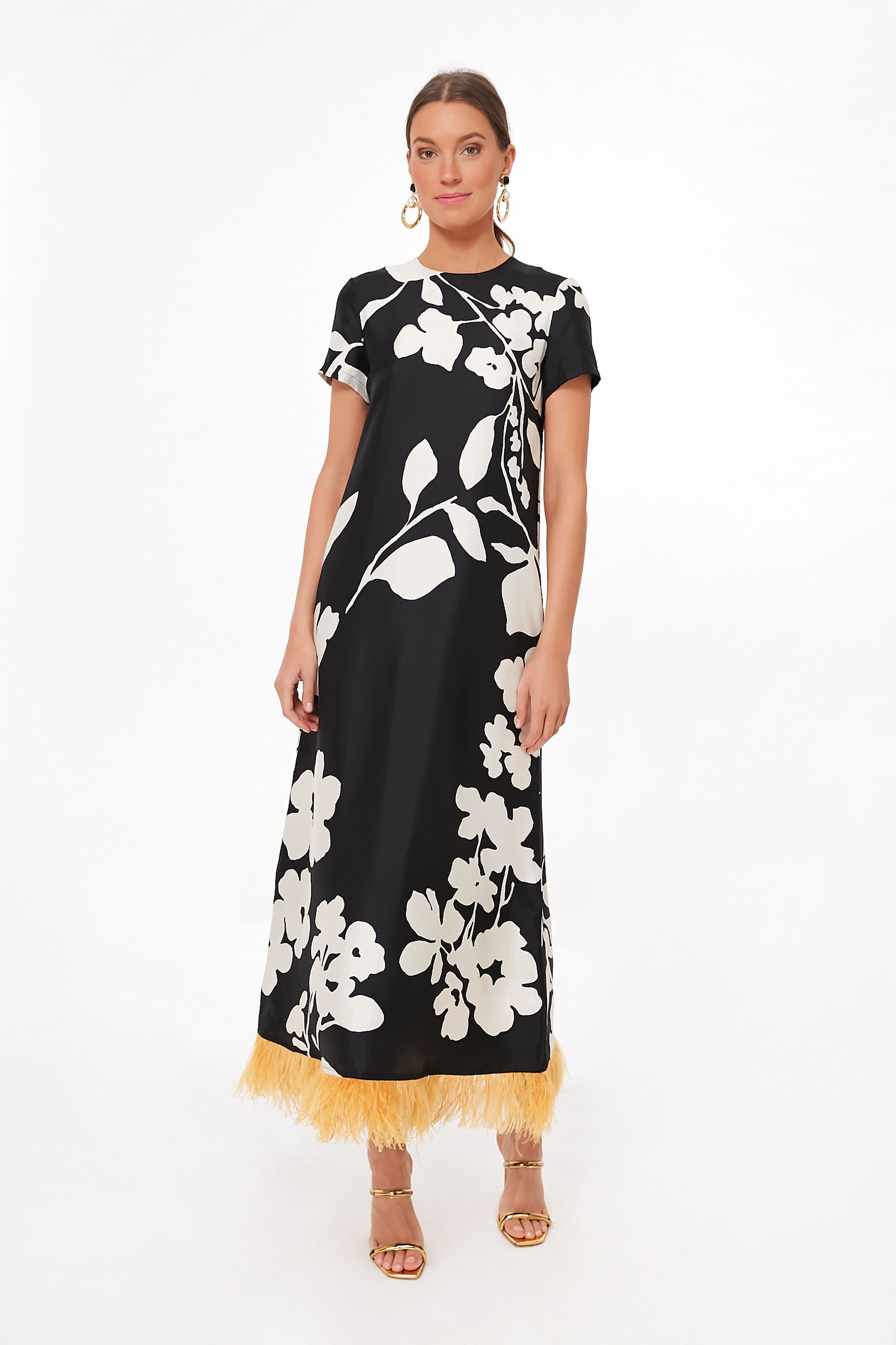 Winter Jasmine Swing Dress with Feathers-Get Girly