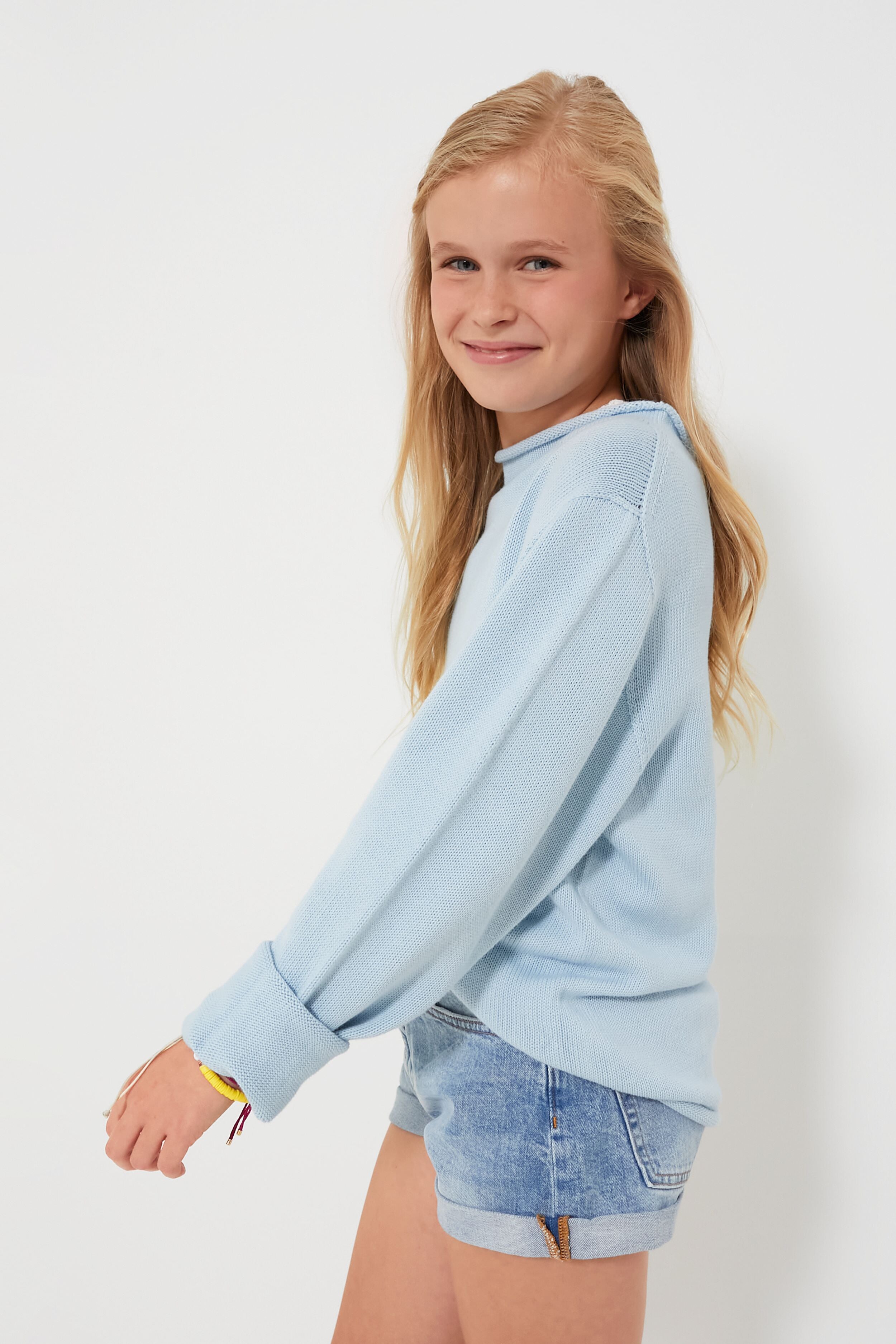 Light Blue Roll Neck Sweater-Get Girly