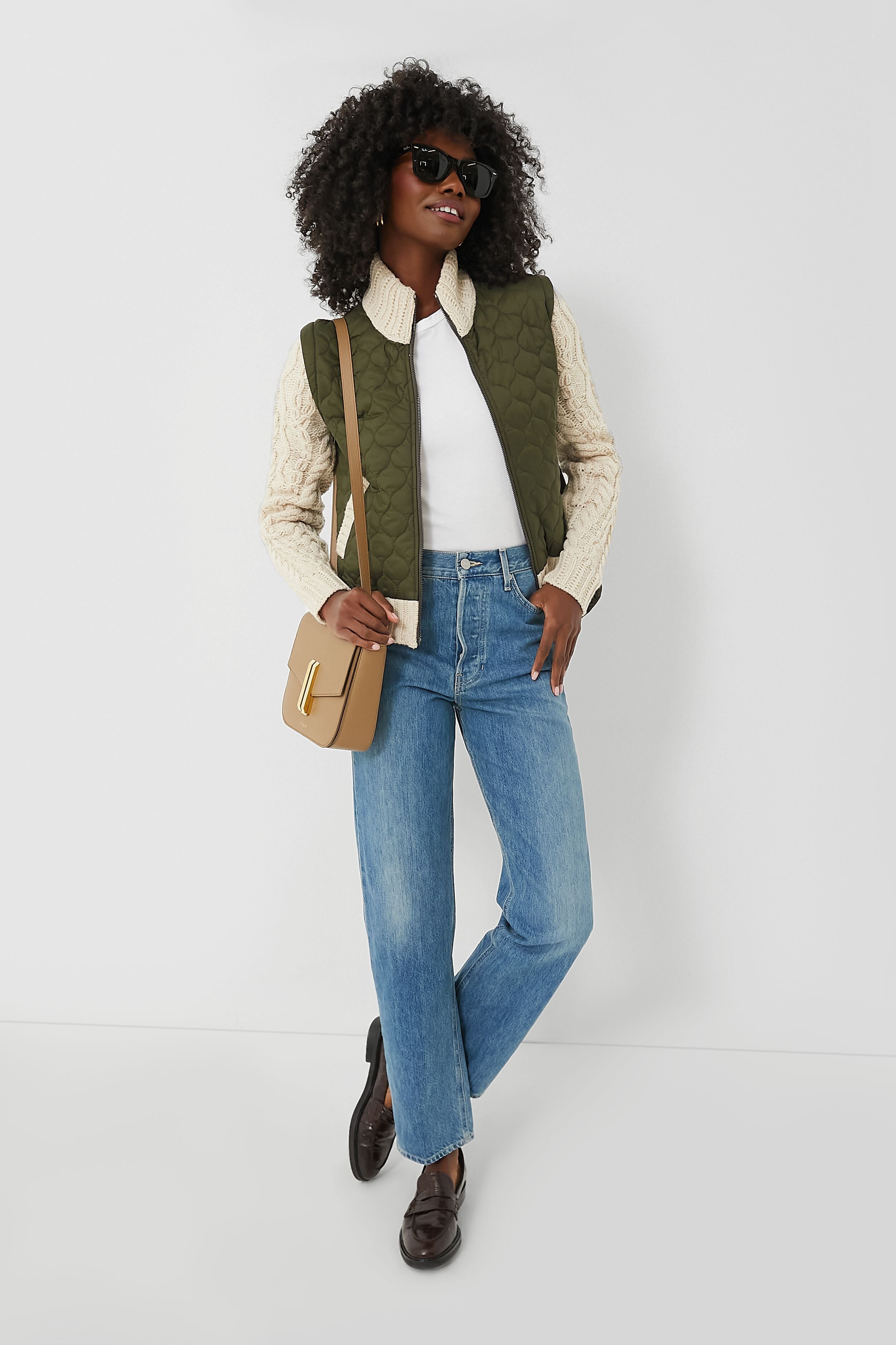 Army and Oatmeal Patra Mixed Media Jacket-Get Girly