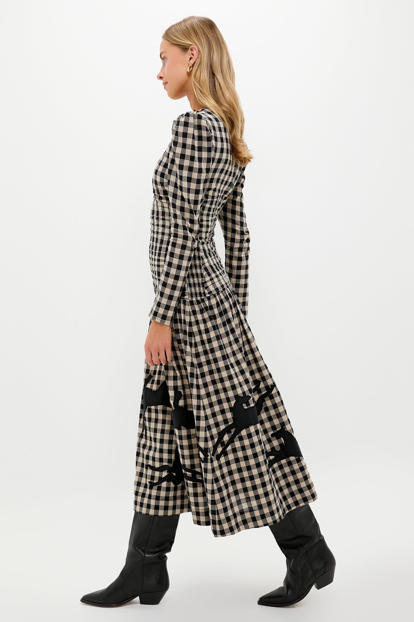 Black Plaid Malika Midi Dress-Get Girly