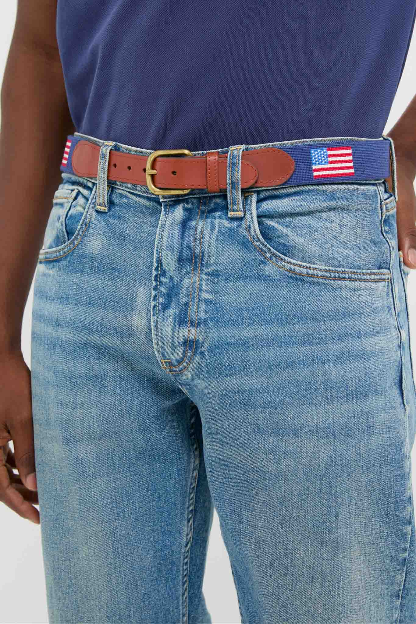 American Flag Needlepoint Belt-Get Girly