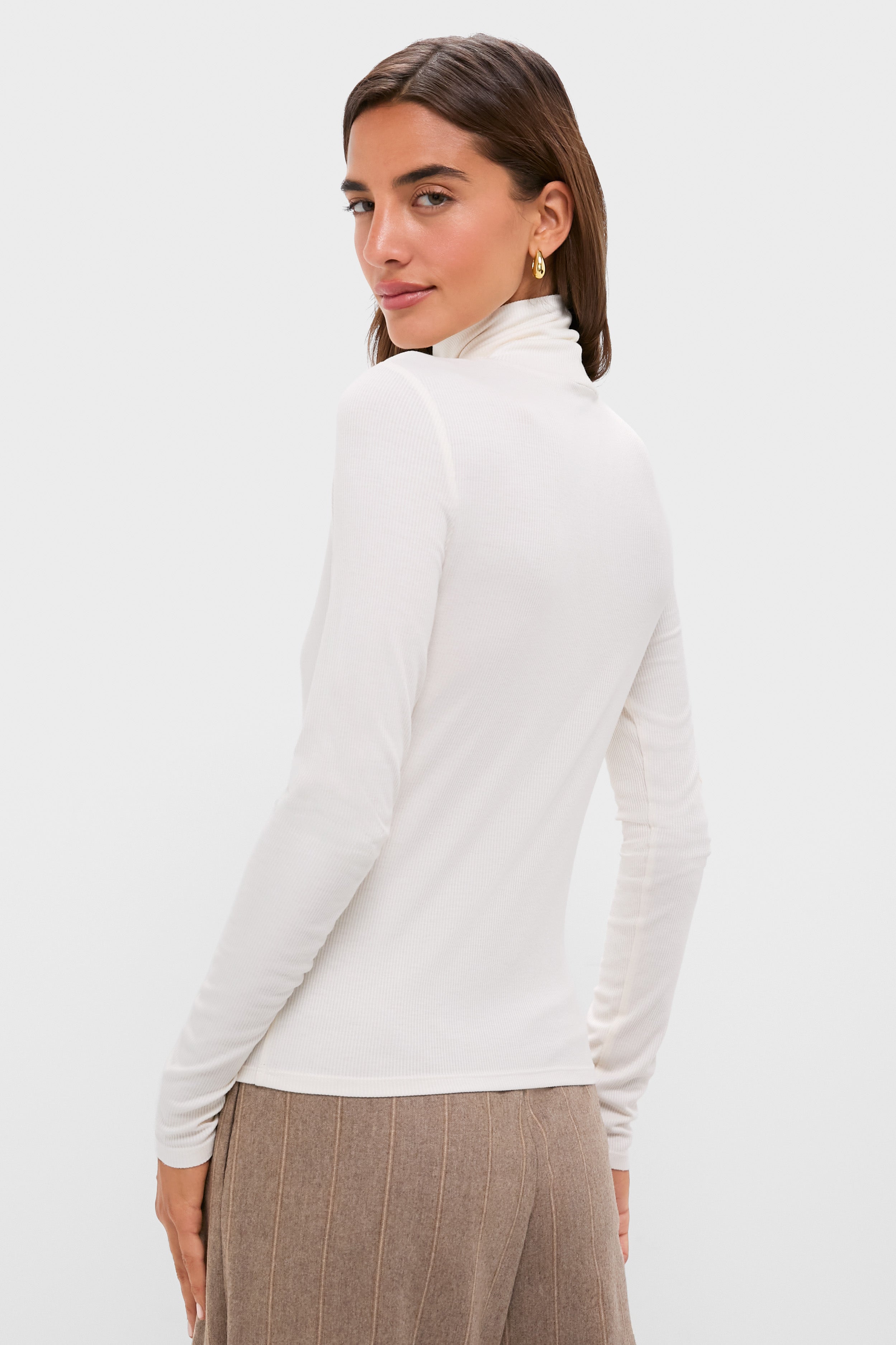 Ivory Lightweight Ribbed Topanga Turtleneck-Get Girly