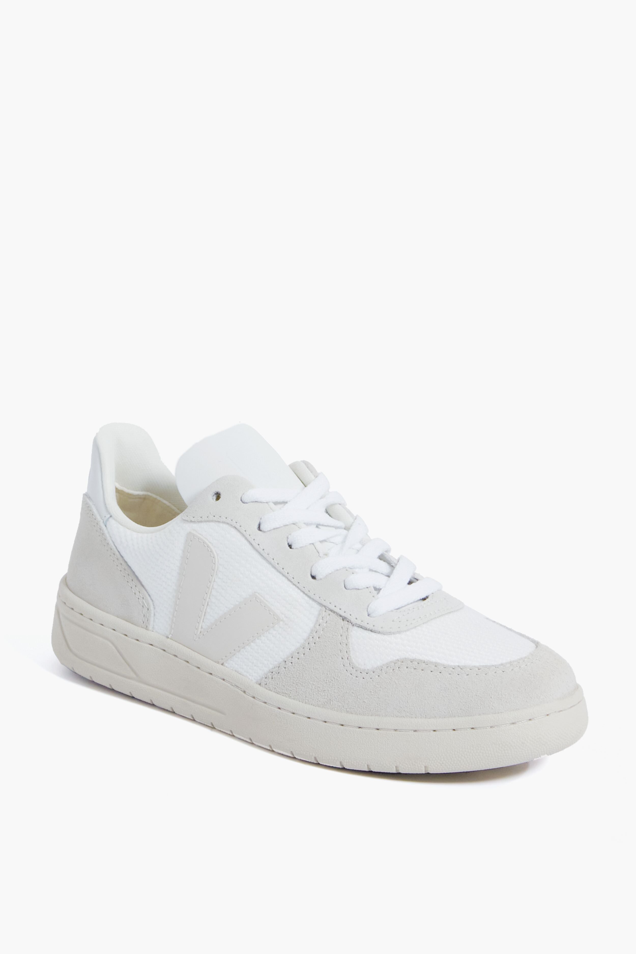 White Natural Pierre V-10 Sneakers-Get Girly