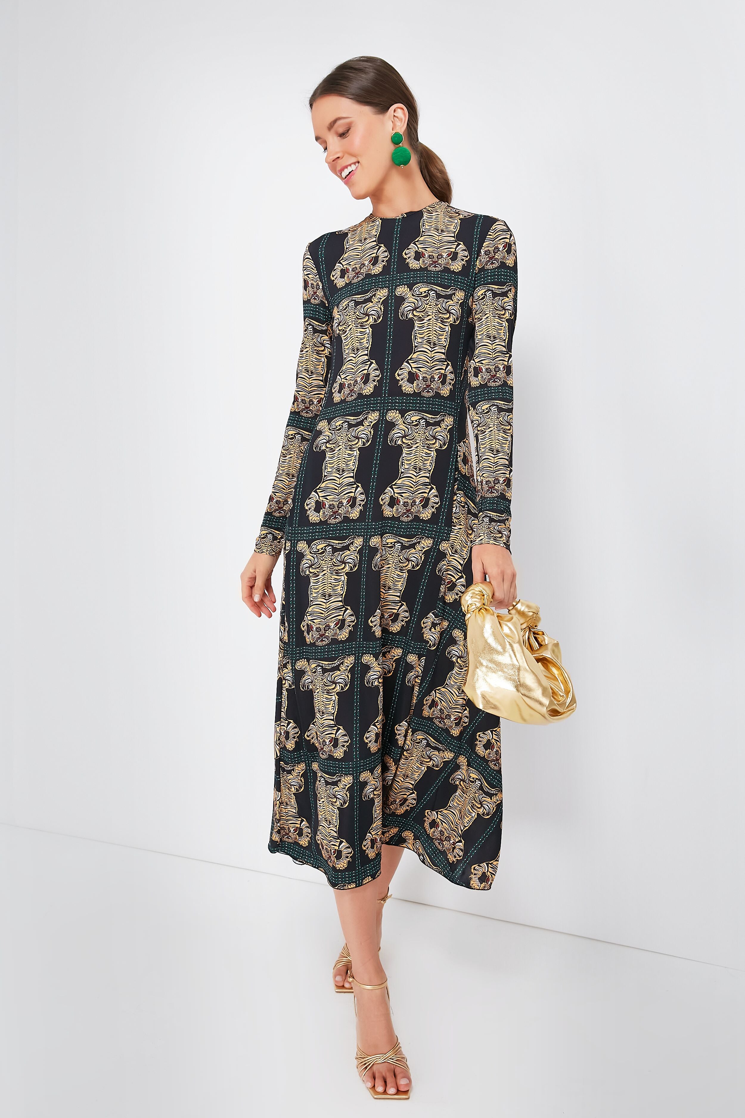 Tiger Tiles Black Drifter Dress-Get Girly