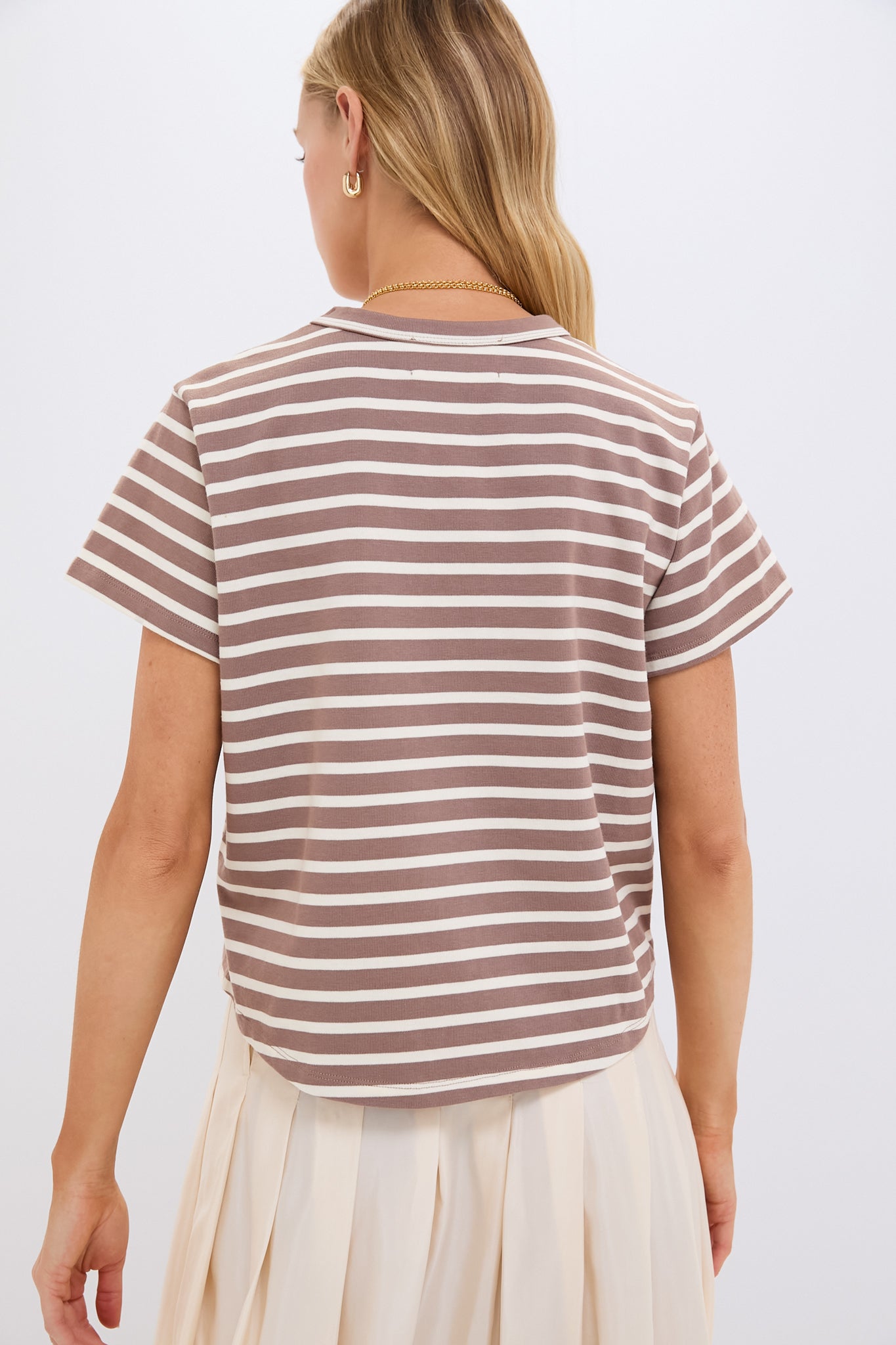 Mocha Stripe Parker Classic Tee-Get Girly