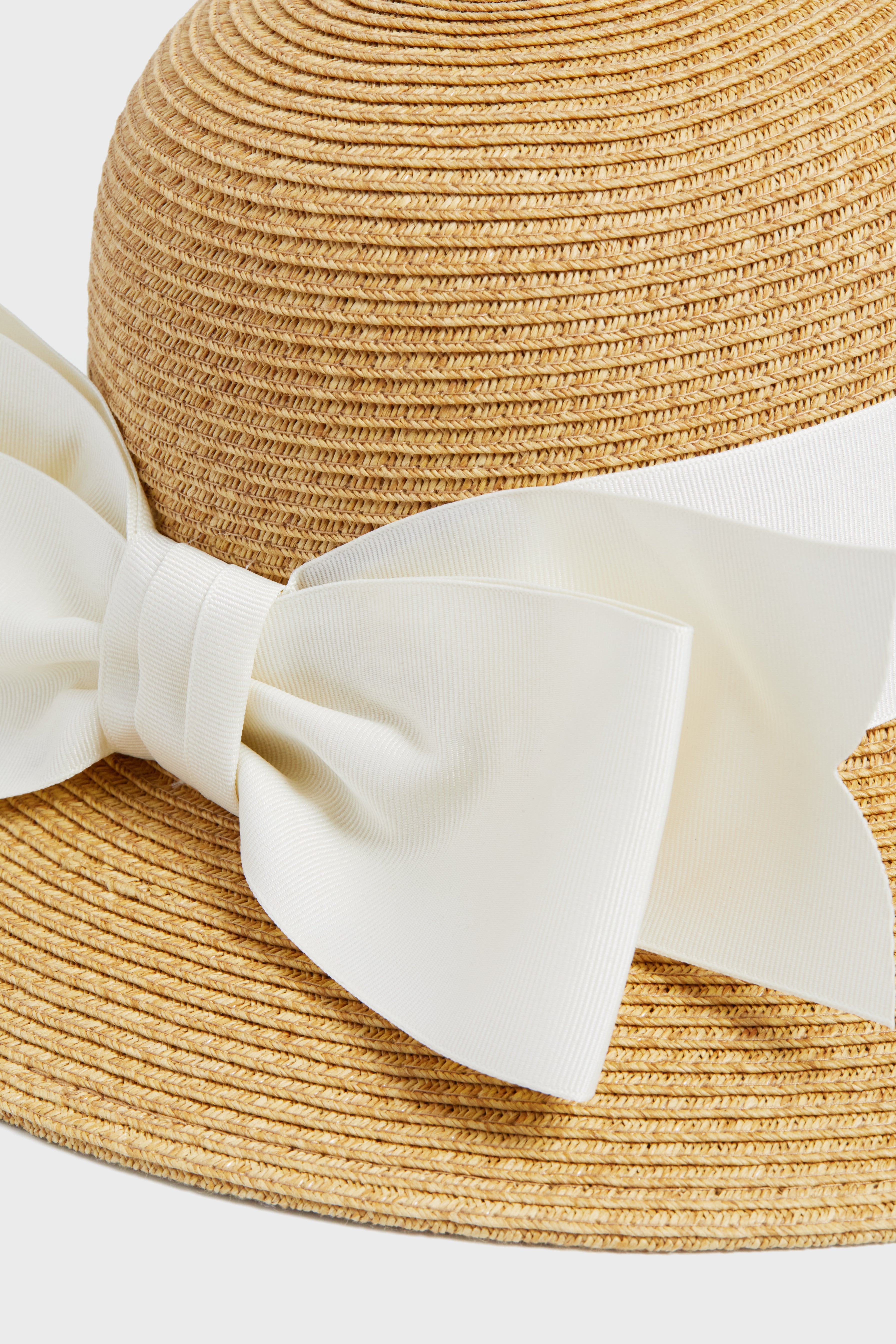 Exclusive Cream Packable Wide Bow Sunhat-Get Girly