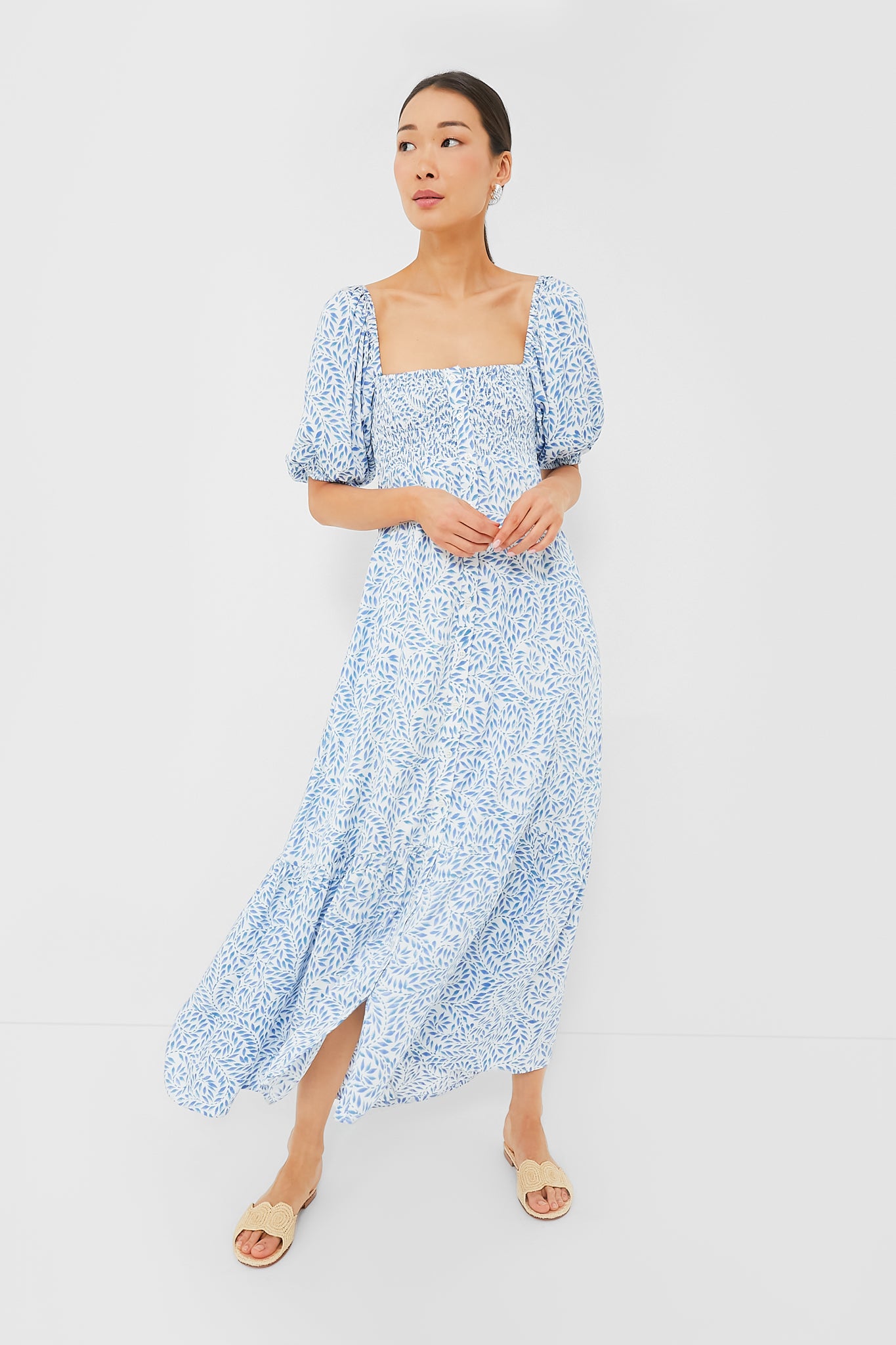 Wisteria Vines Santiago 3 Short Sleeve Maxi Dress-Get Girly