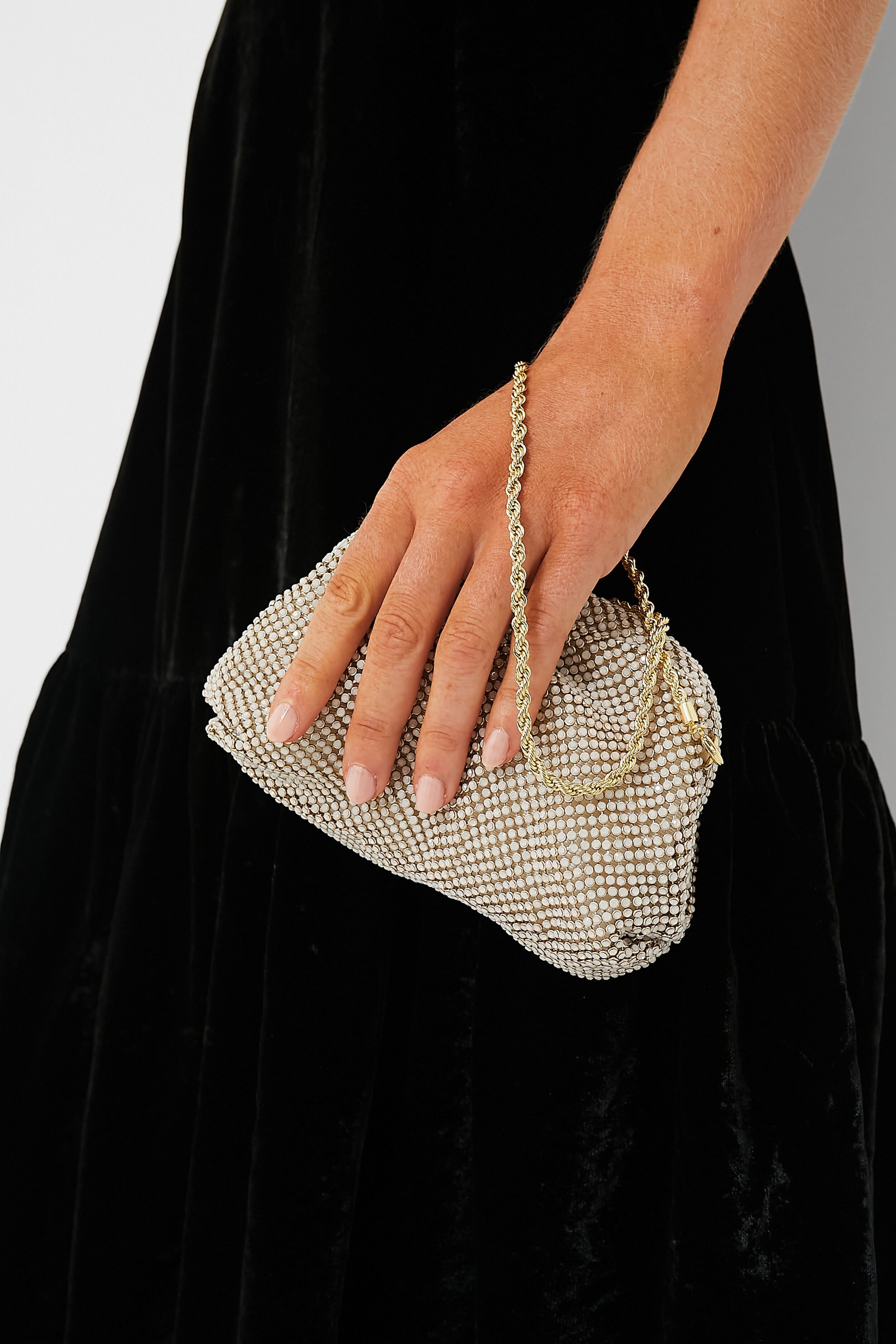White Opal Diamante Doris Micro Clutch-Get Girly