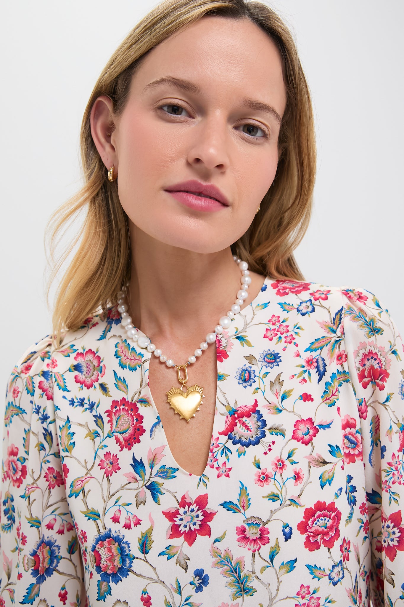 Baroque Pearl Necklace with Heart of Gold Charm-Get Girly