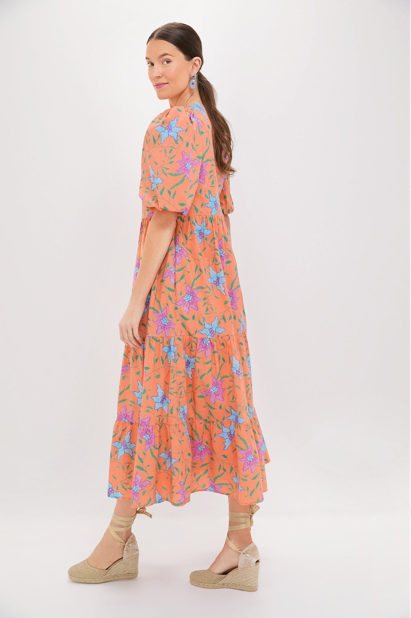 Orange Multi Floral Cisco Maxi Dress-Get Girly