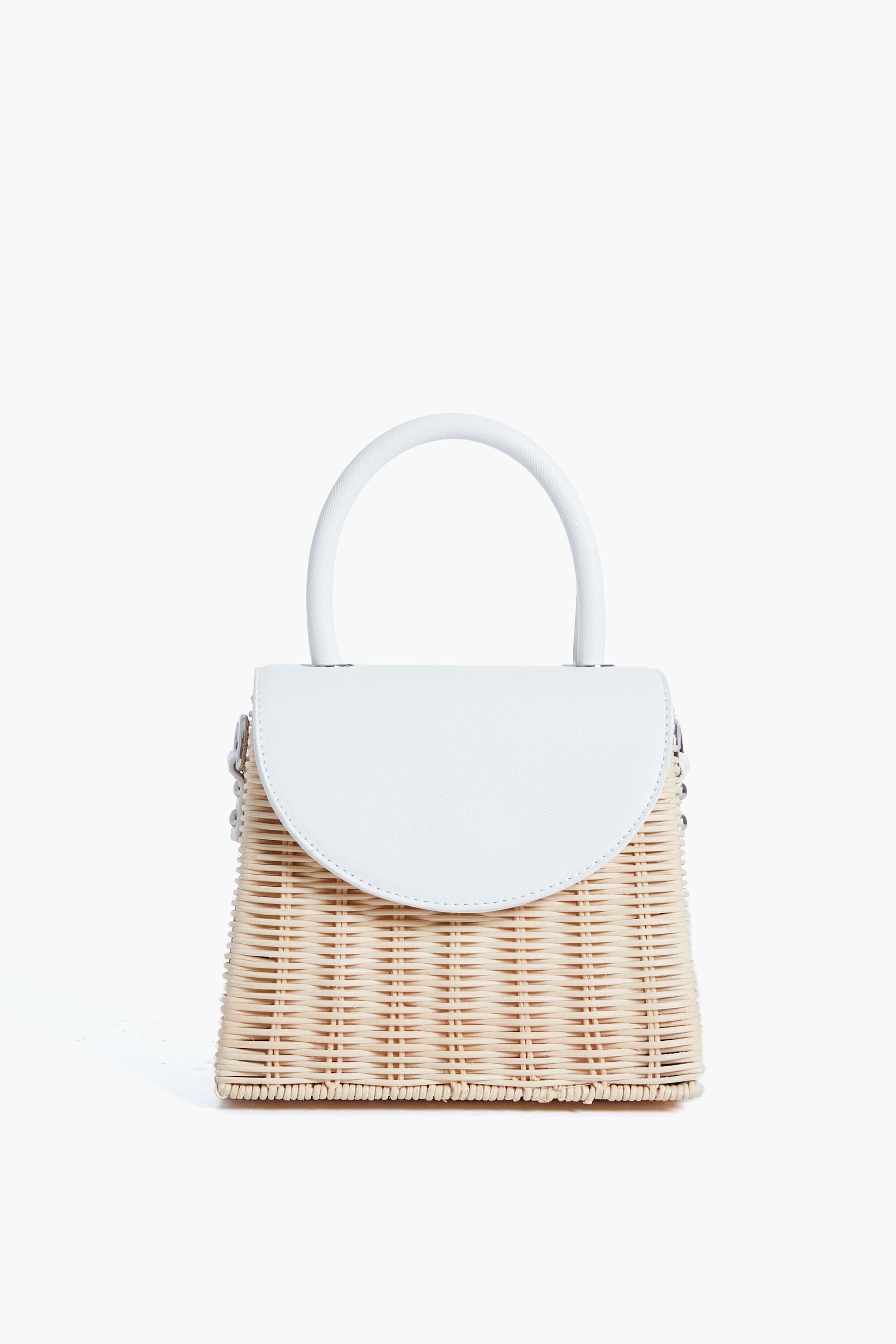 White Donna Wicker Top Handle-Get Girly