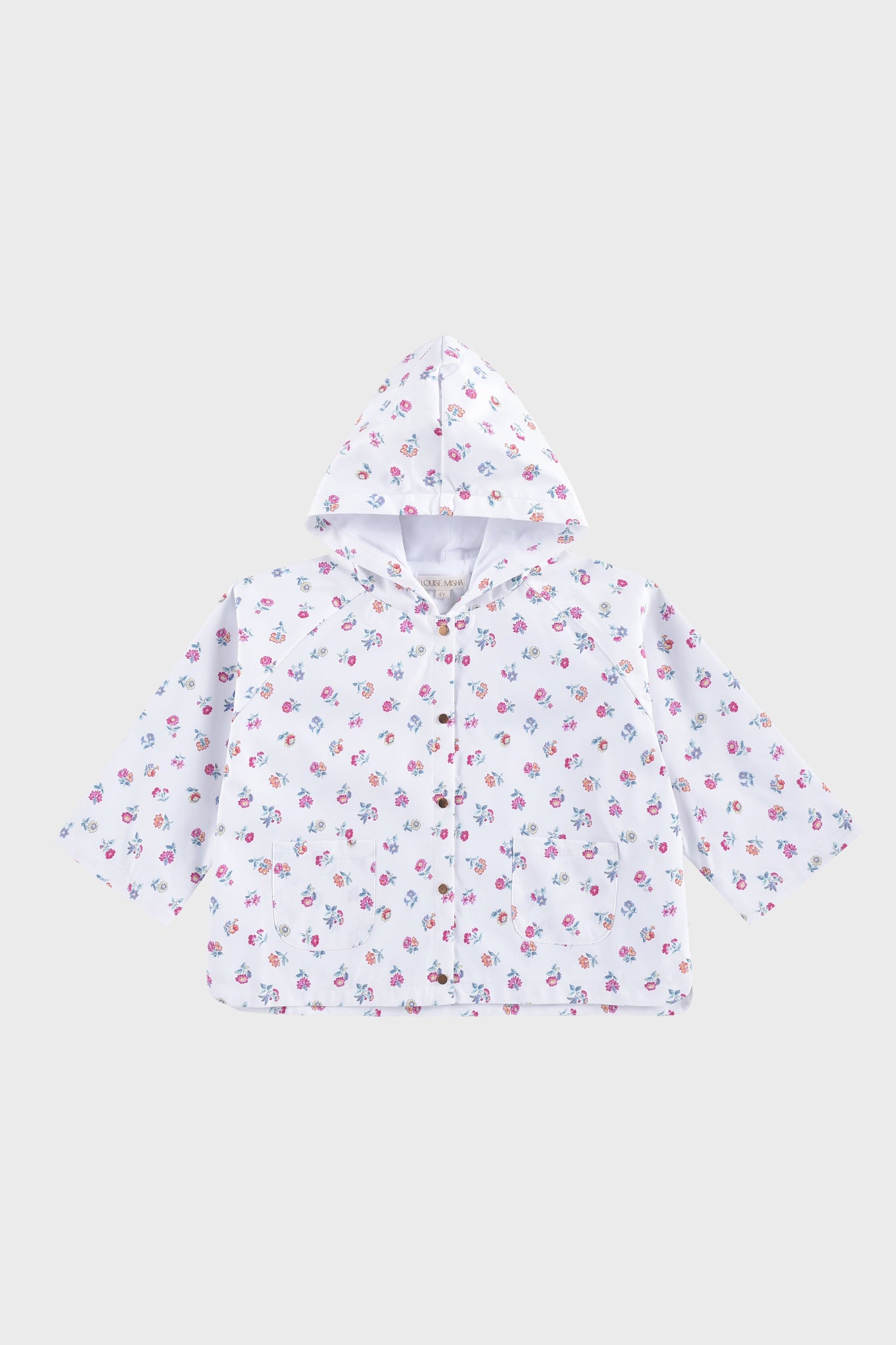 White Felicita Flowers Felvet Raincoat-Get Girly