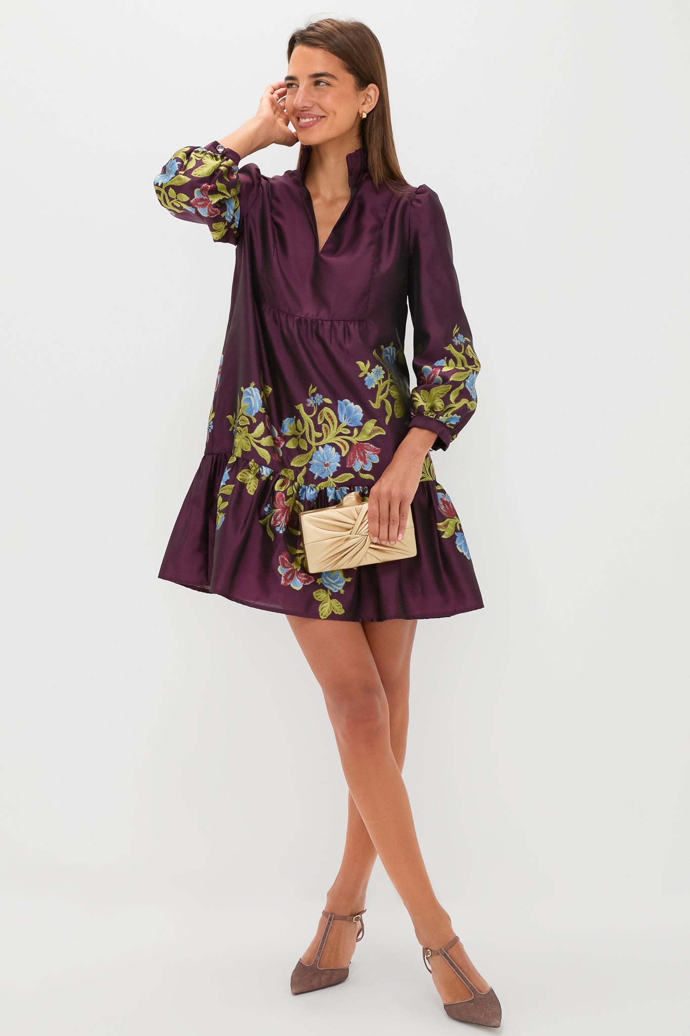Winetasting Dianthus Jacquard Palmerston Dress-Get Girly