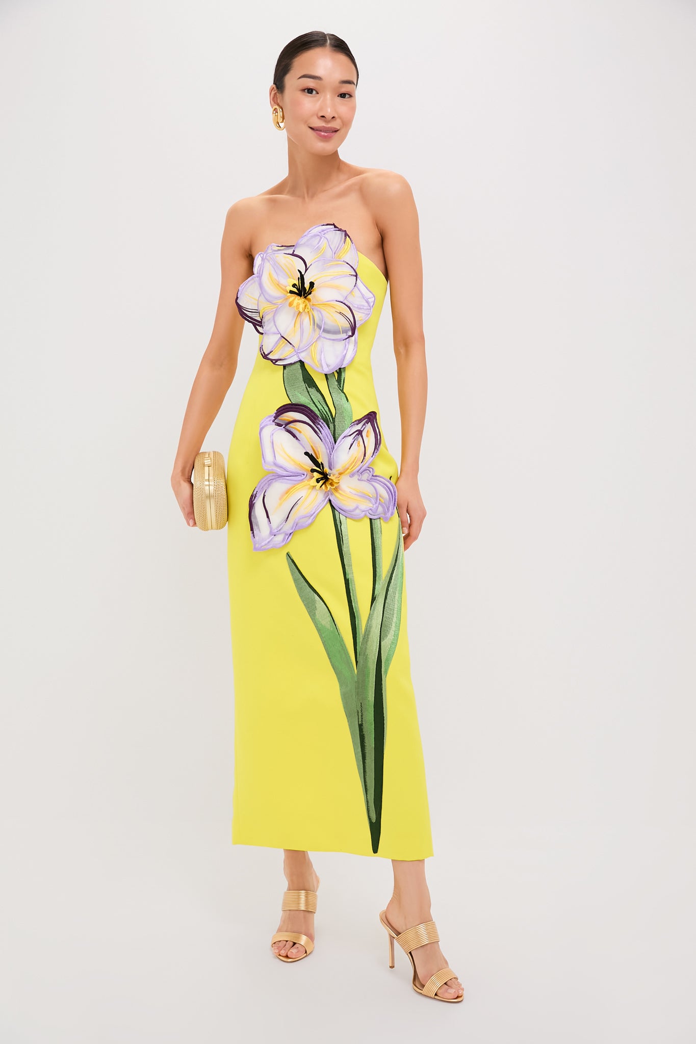 Yellow Iris Print Rayna Maxi Dress-Get Girly