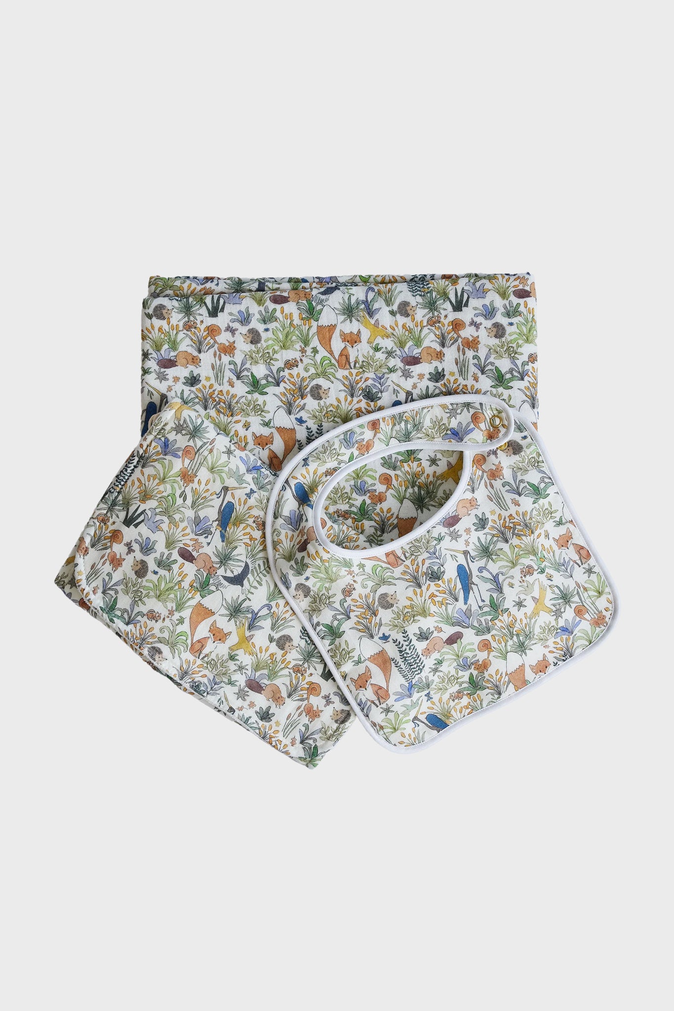 Foxy Forest Bib and Burb Cloth Set-Get Girly