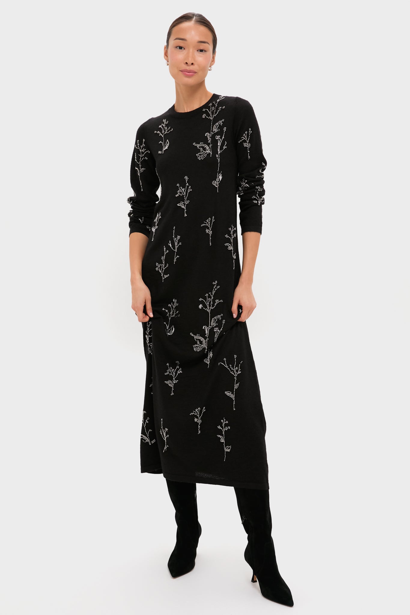 Black Bozka Long Sleeve Maxi Dress-Get Girly