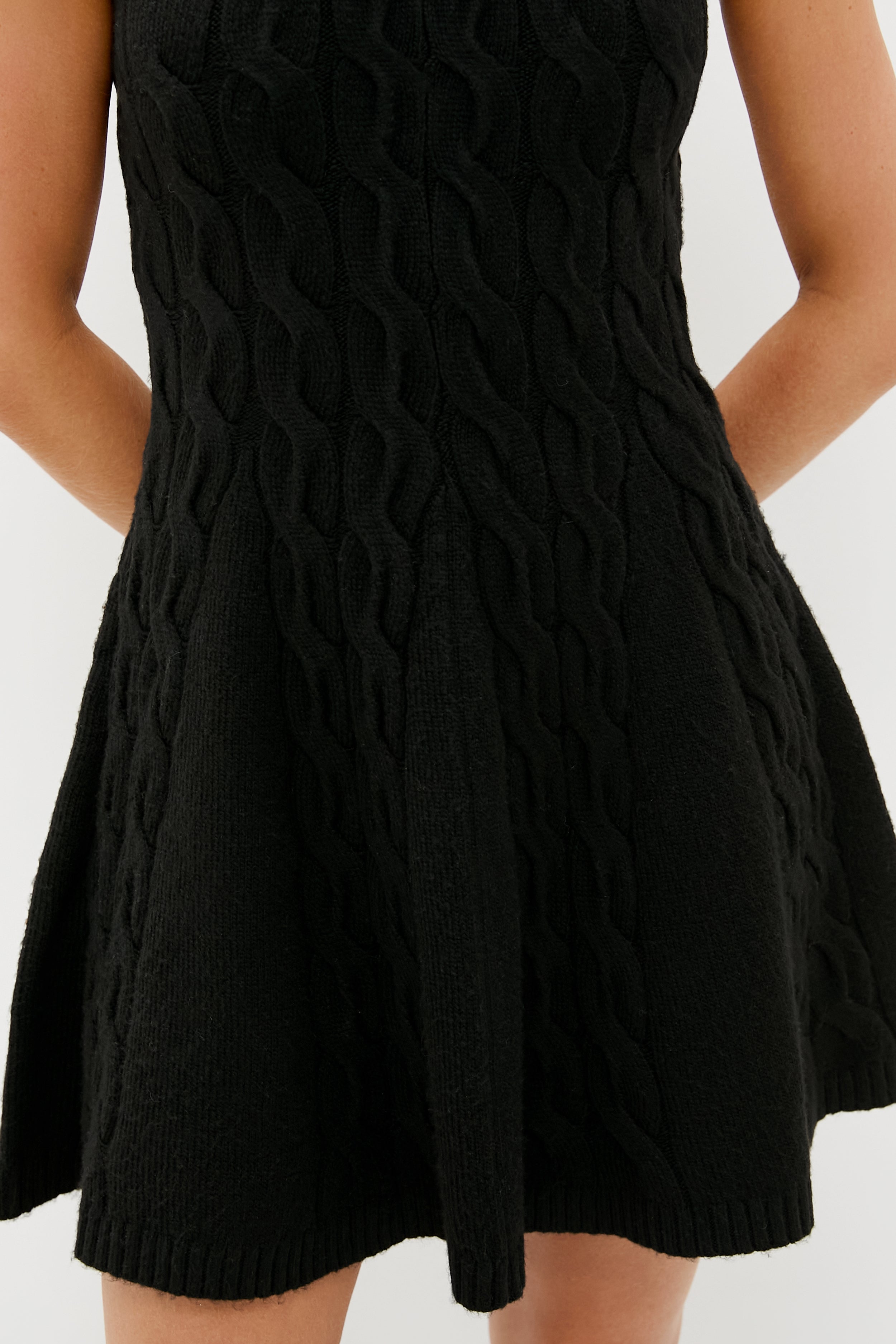 Black Cable Knit Mini Saxon Dress-Get Girly