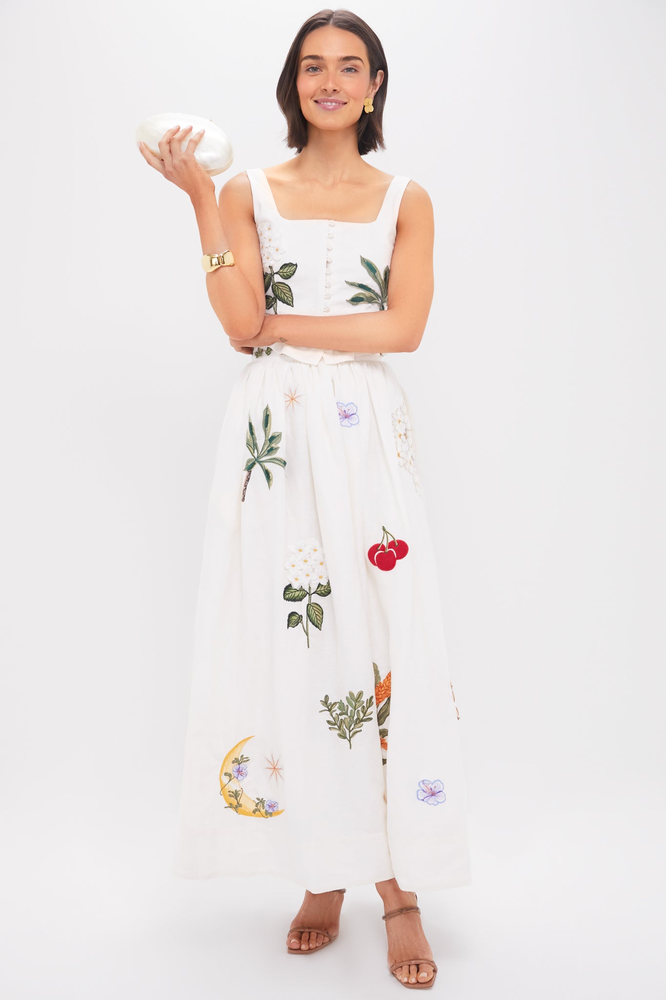 Wild Tangelo Embroidered Applique Maxi Skirt-Get Girly
