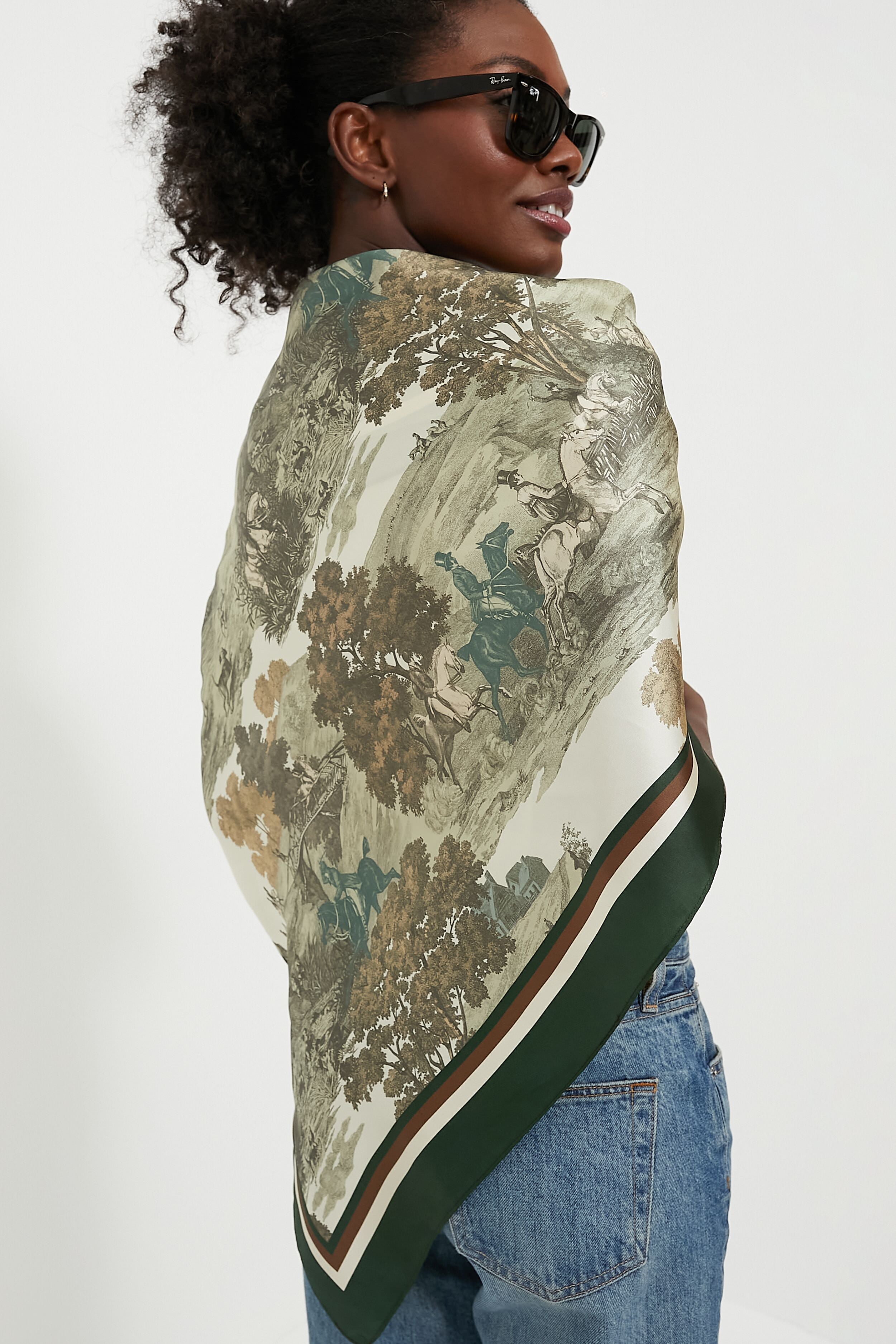 Foxhunt Toile Medium Silk Scarf-Get Girly