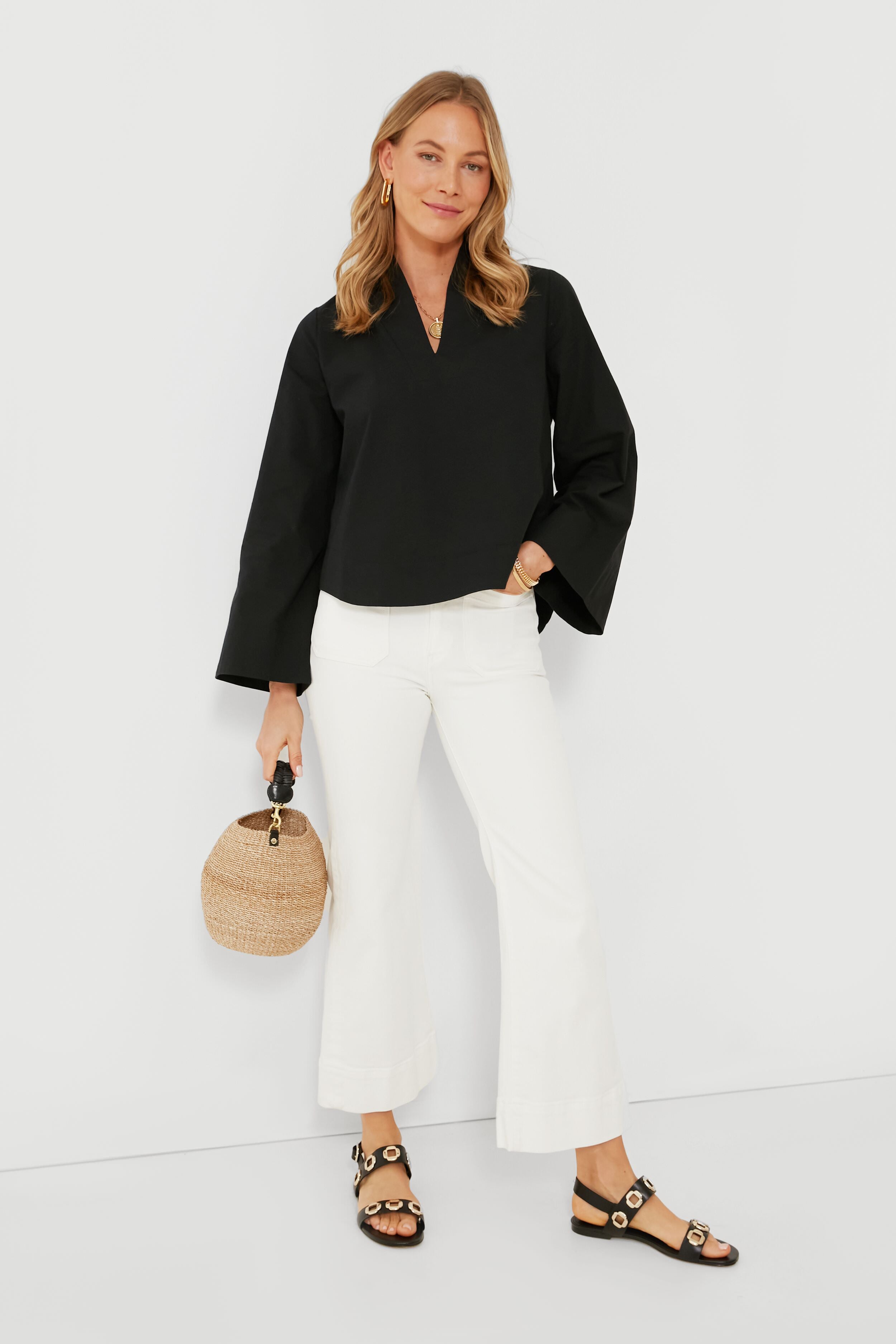 Black Leather Milan Flat Sandals-Get Girly