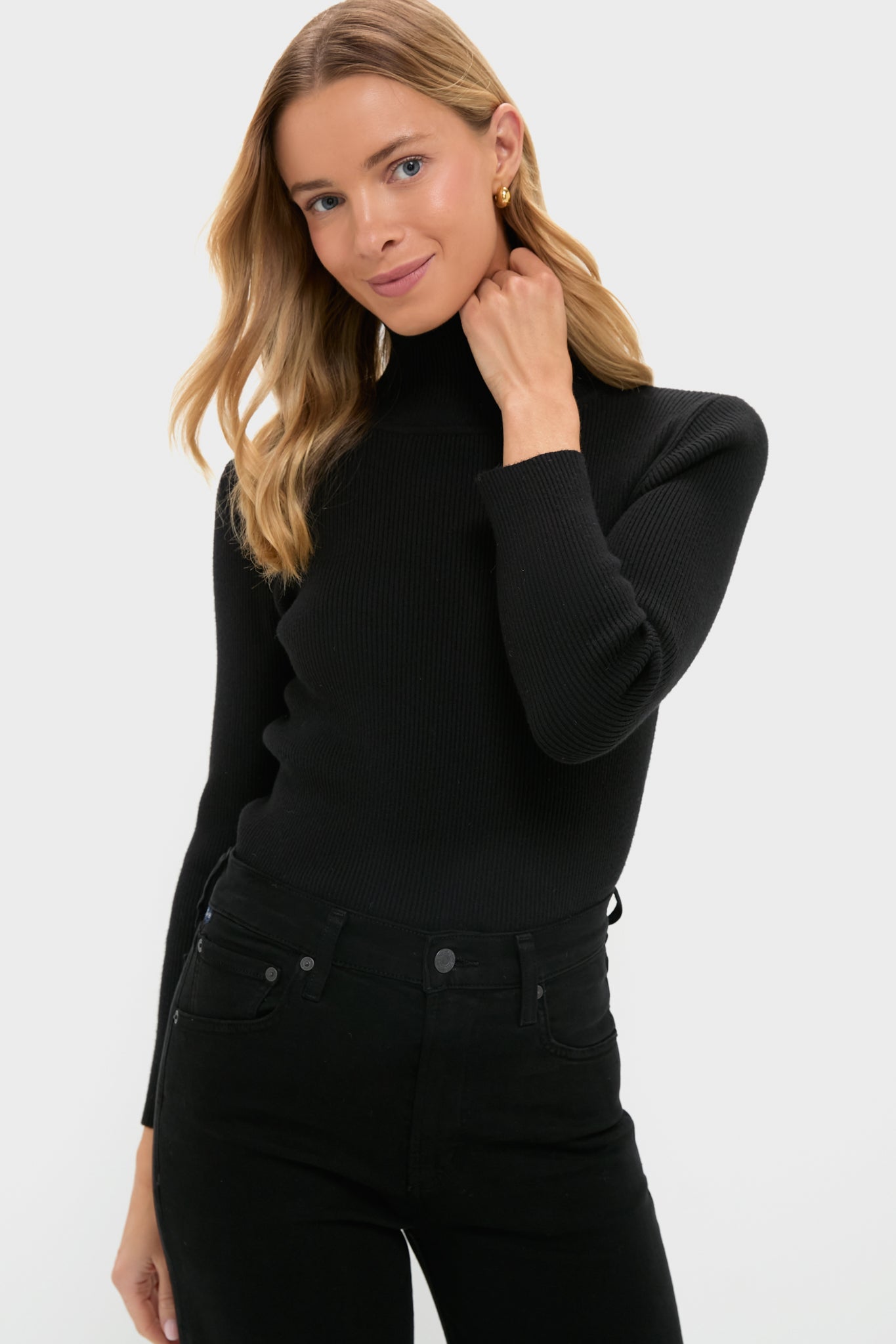 Black Arlo Ribbed Turtleneck-Get Girly