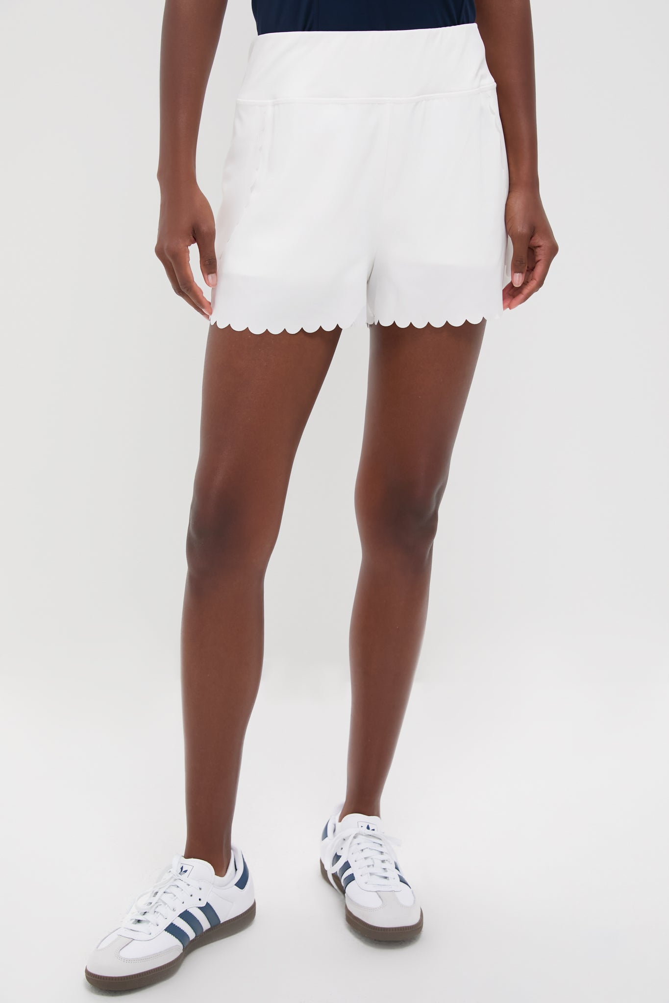 White Scallop Performance Jersey Marisa Short-Get Girly
