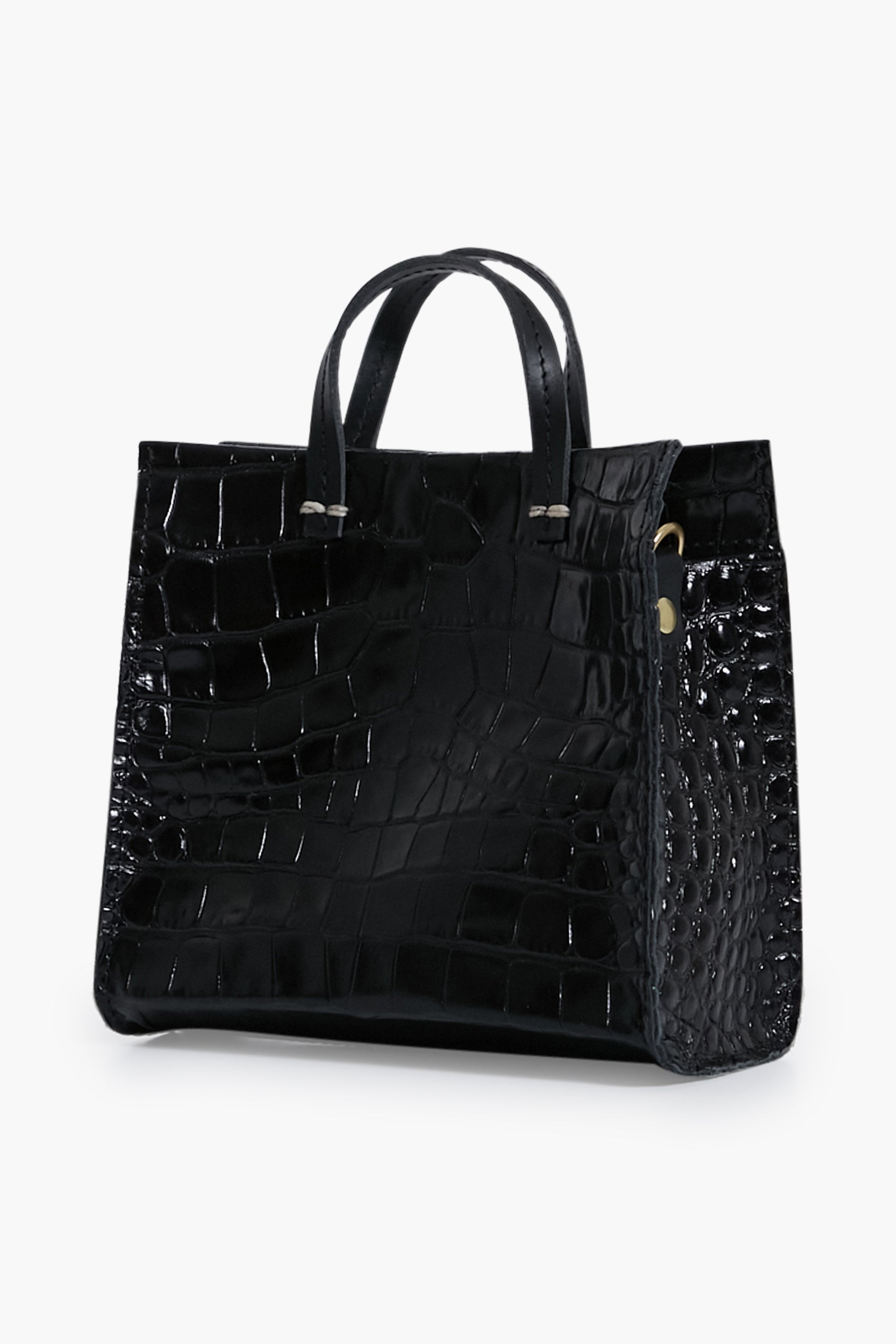 Black Croco Simple Tote Bebe-Get Girly