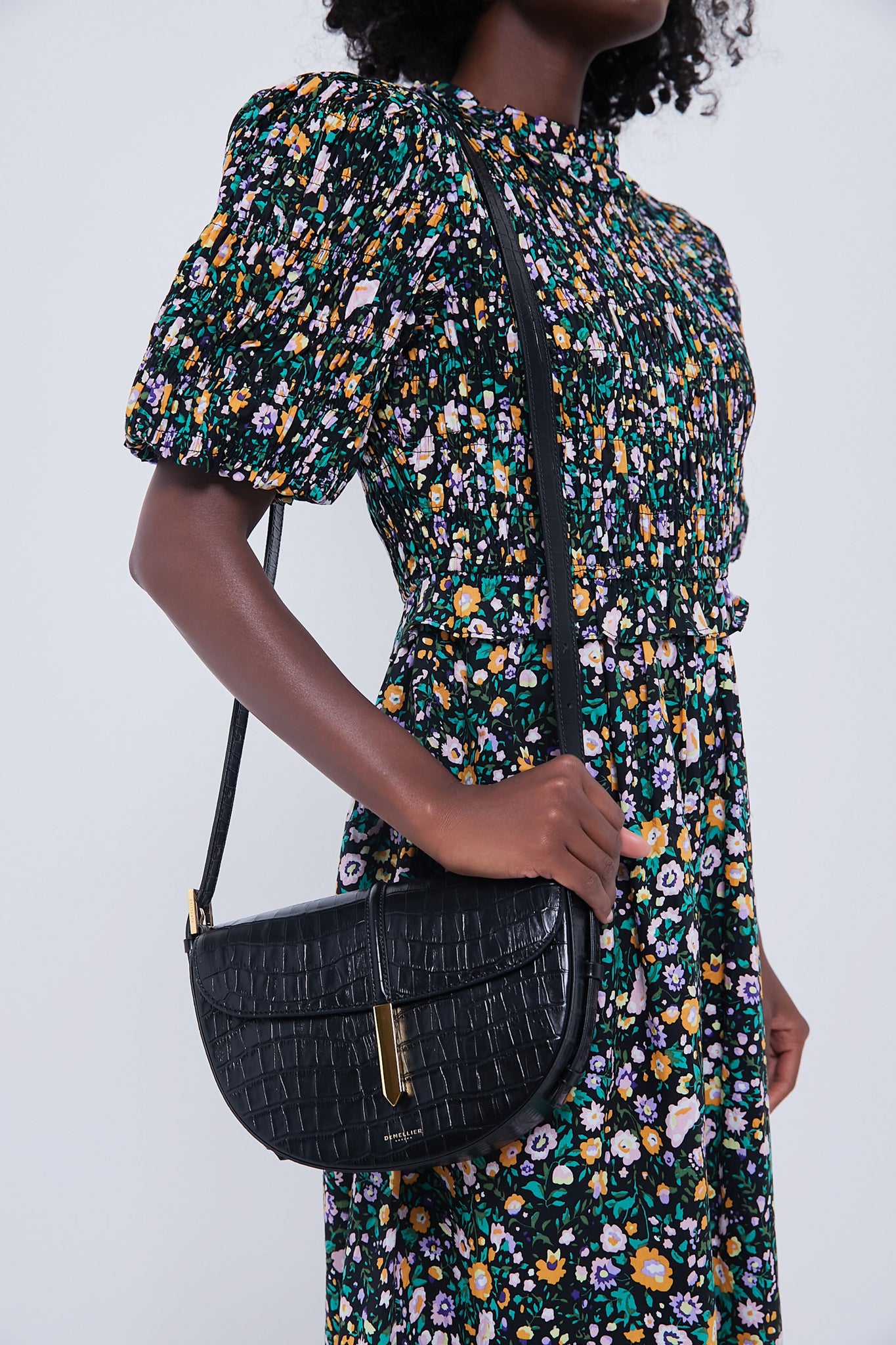 Black Croc Tokyo Saddle Bag-Get Girly