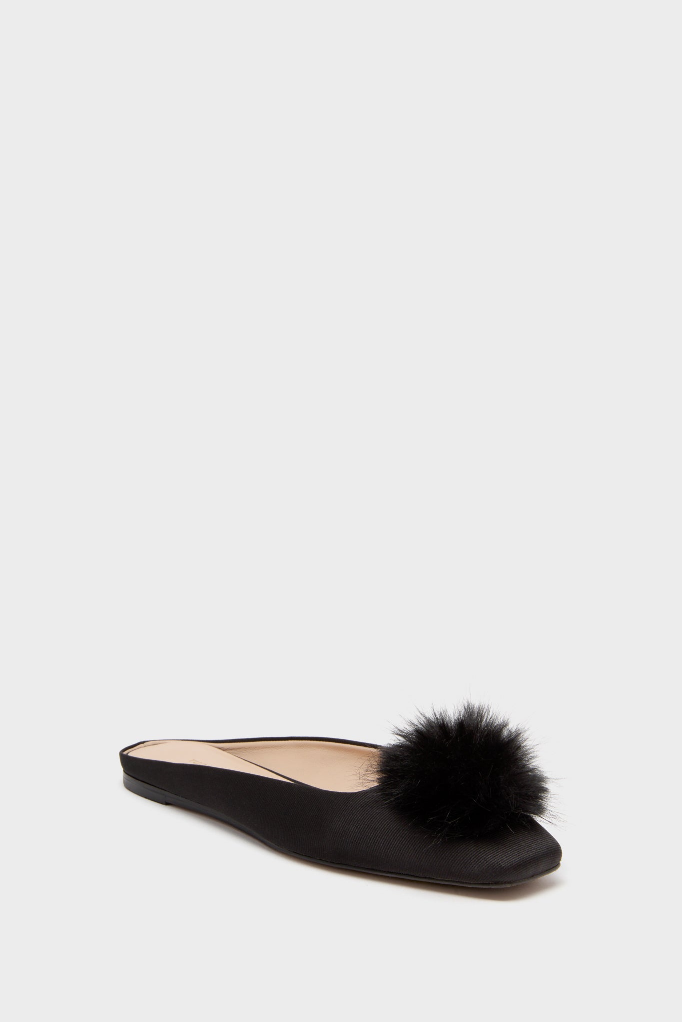 Black Silk Faille Nilli Flats with Pom Pom-Get Girly