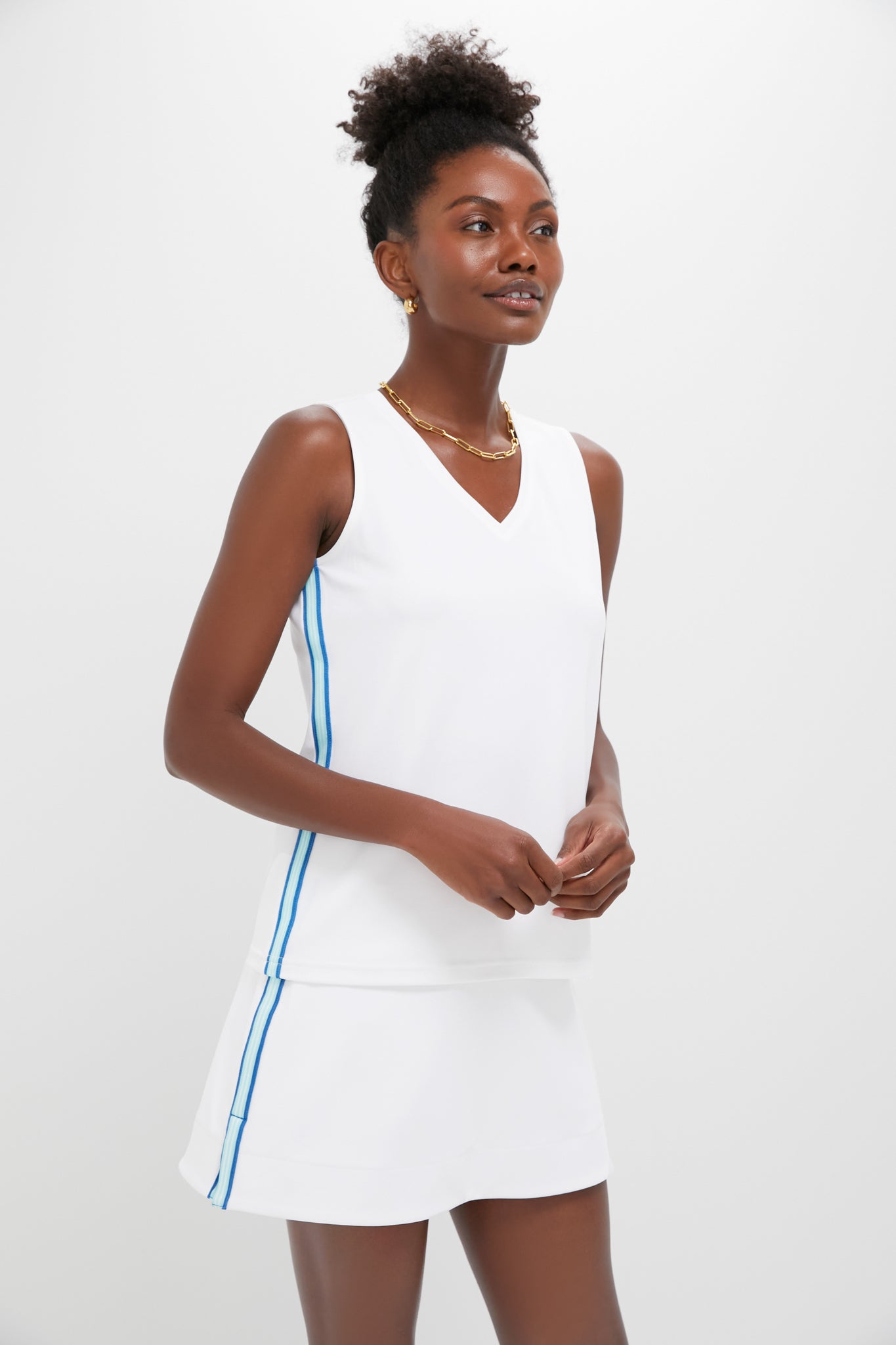 White Pique Meyer V-Neck-Get Girly