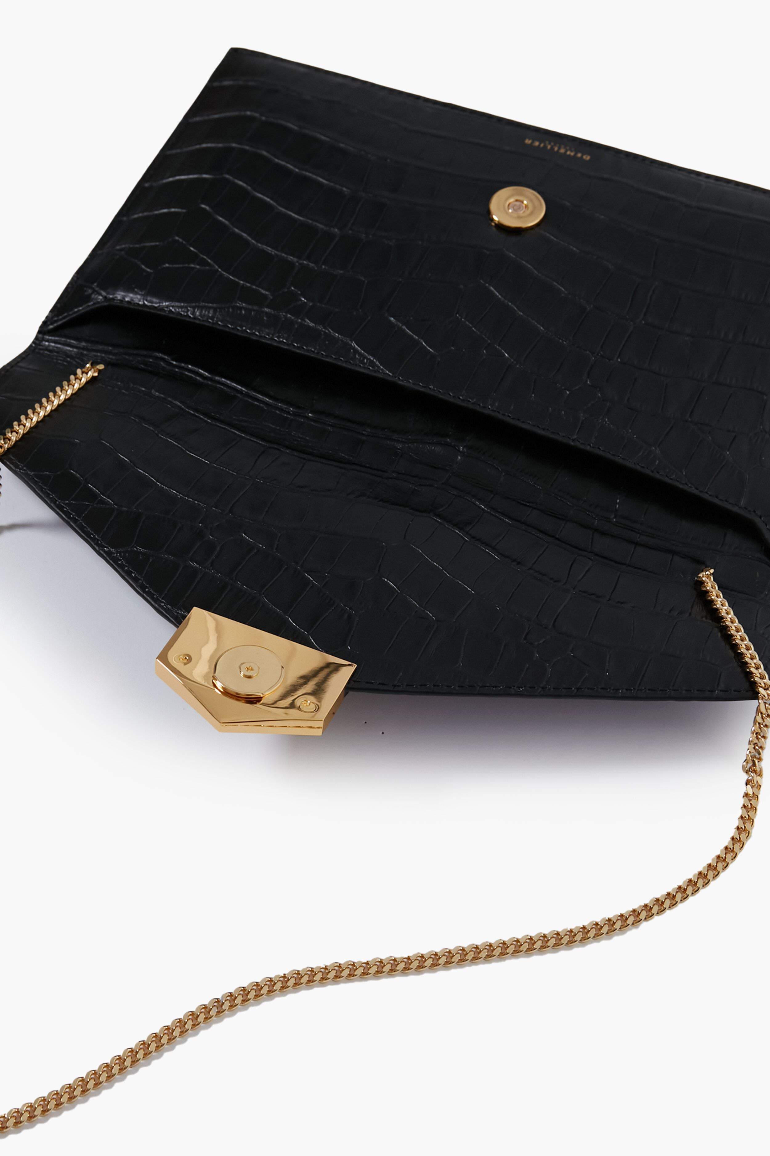 Black Croc London Clutch-Get Girly