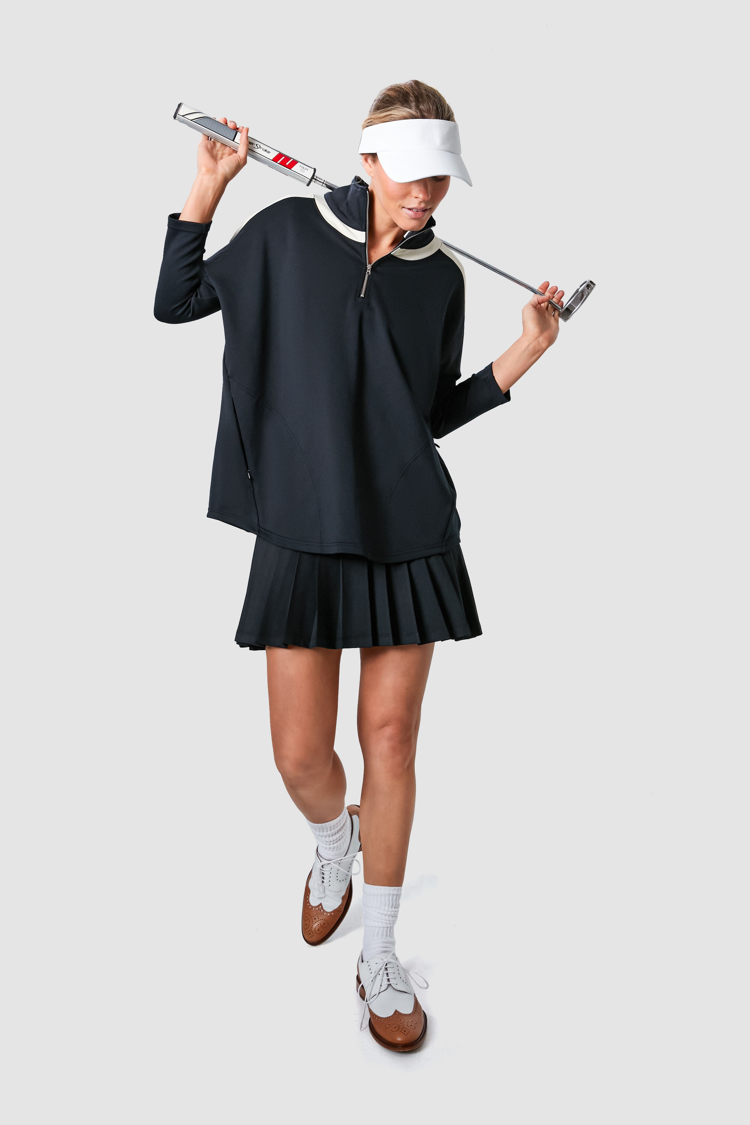 Black and Ivory Amelie Quarter Zip-Get Girly