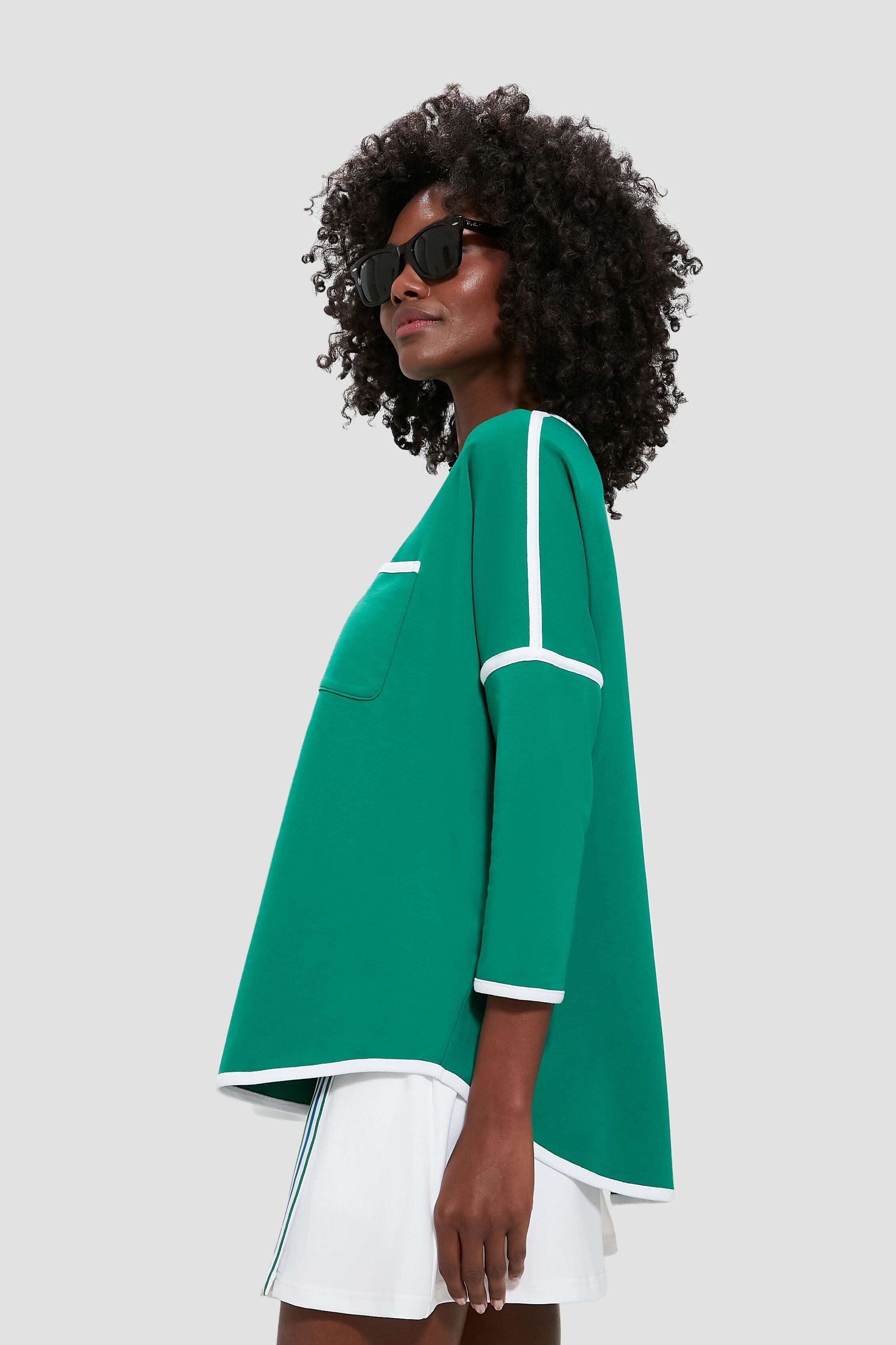 Green and White Terry Farah Pullover-Get Girly