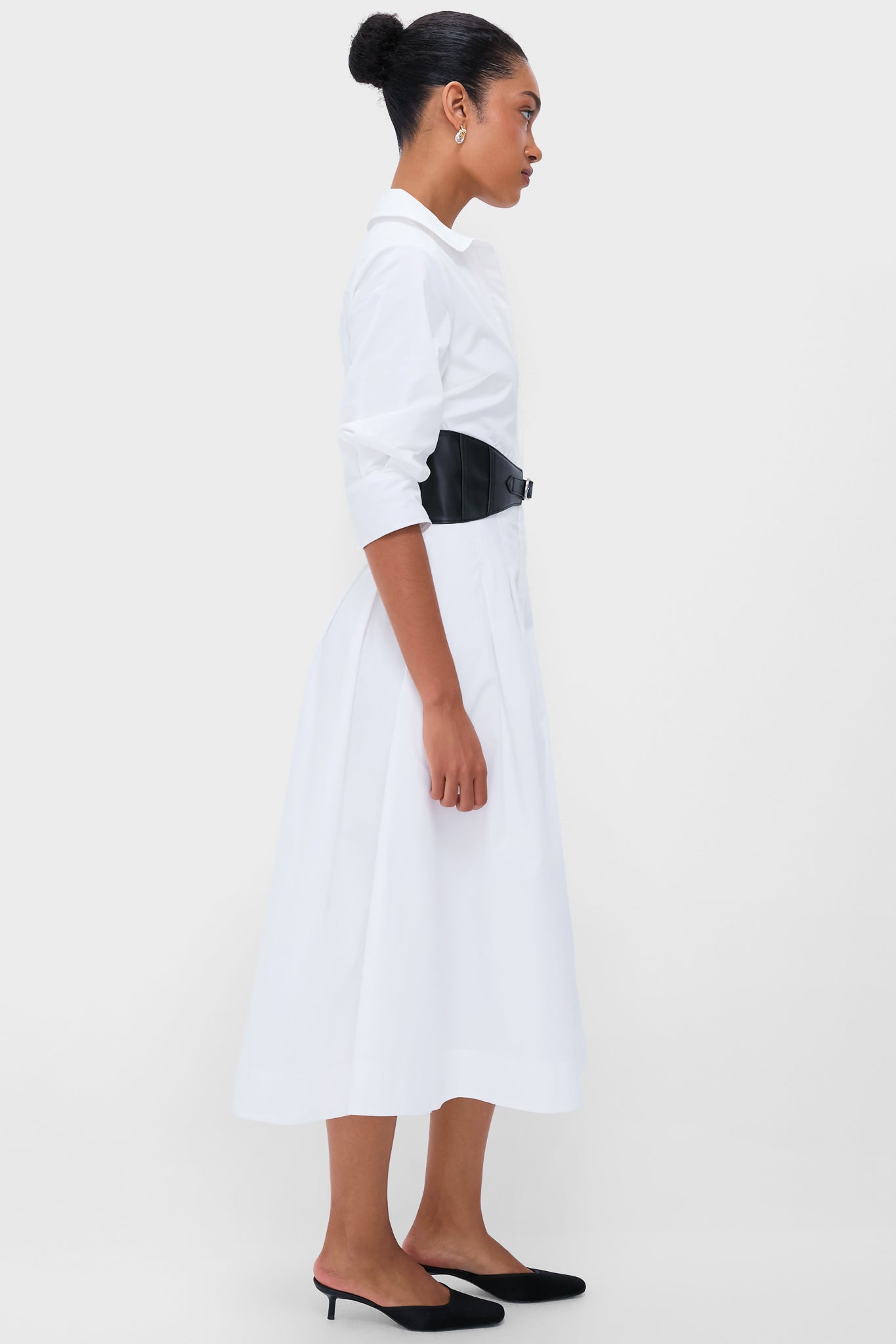 White Olson Belted Midi Dress-Get Girly